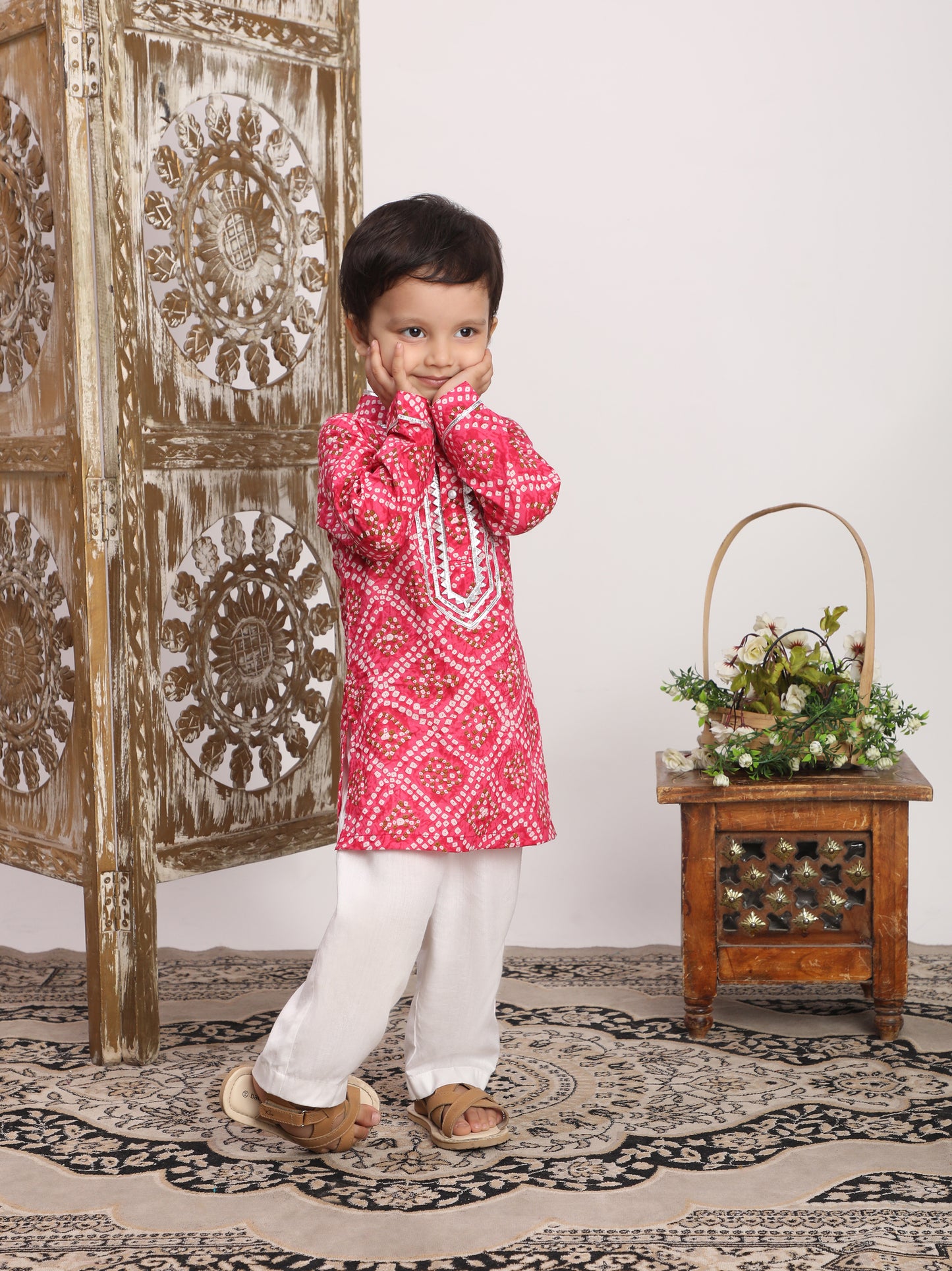 Cotton Kurti with sharara sibling set -Pink