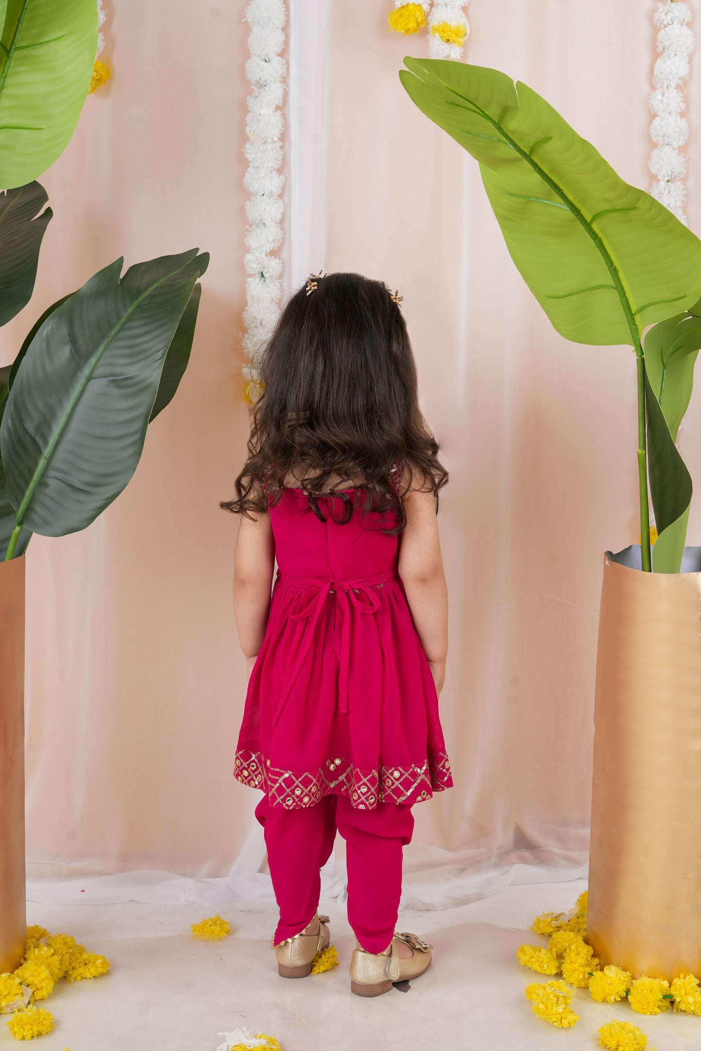 Embroidered peplum top with dhoti-T-Pinkchowk