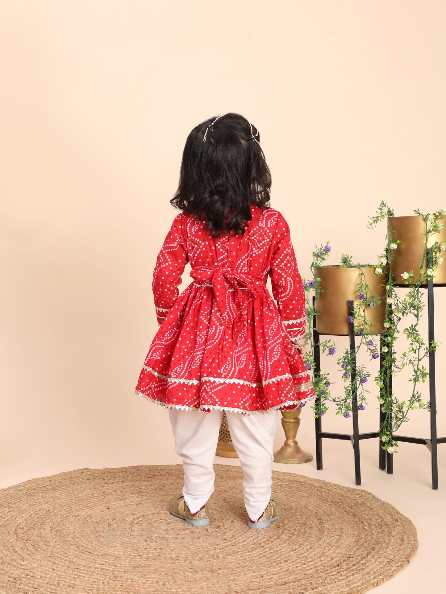 Cotton kurti and sharara set - Red