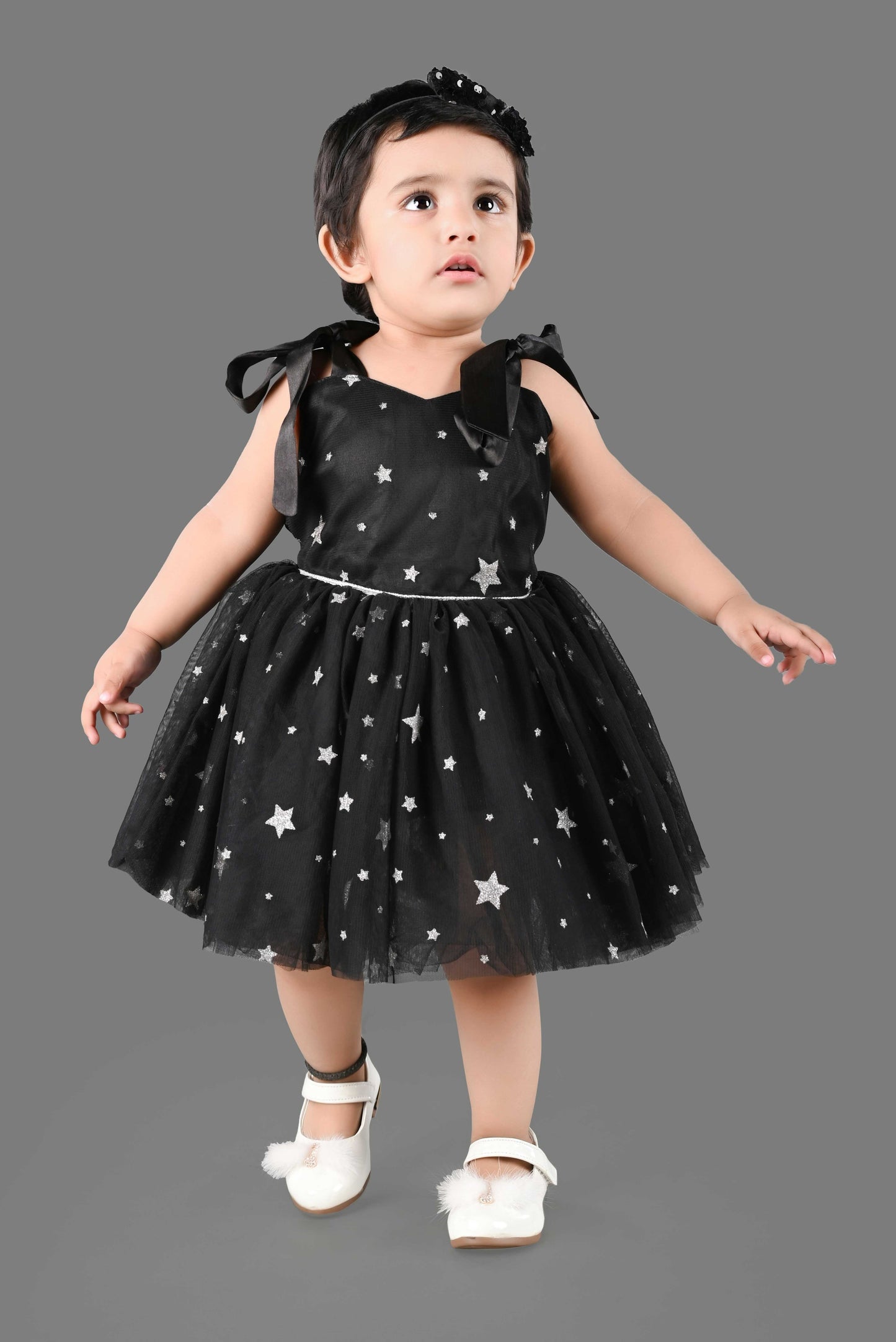 Fit and Flare Net Party Frock (Black)
