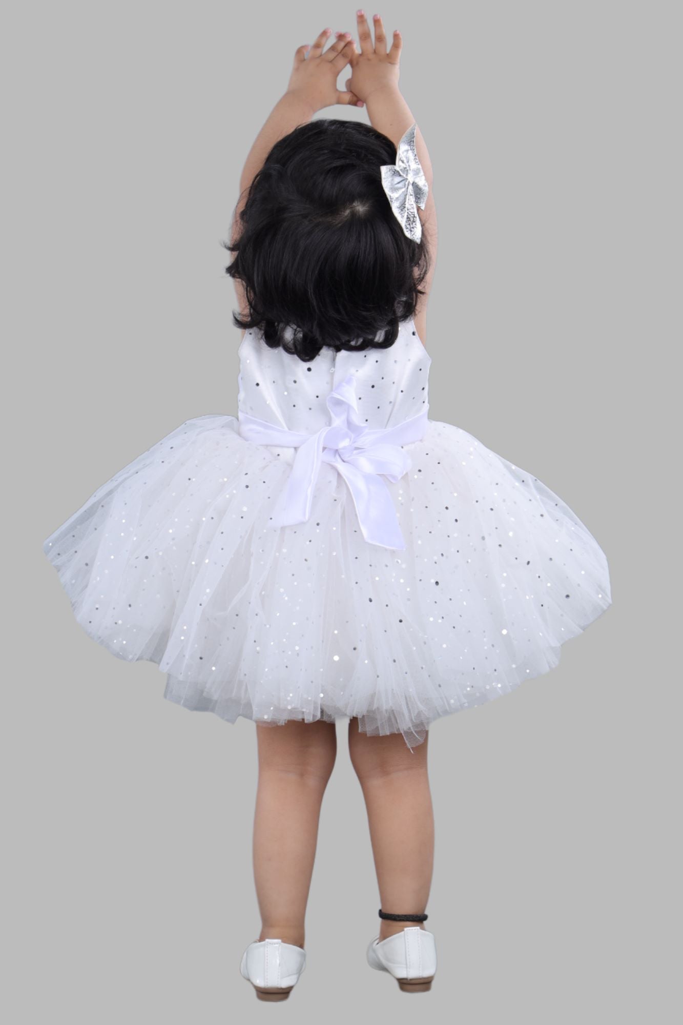 Pearl & Sequin Embellished Fit And Flare Party Frock - Cream