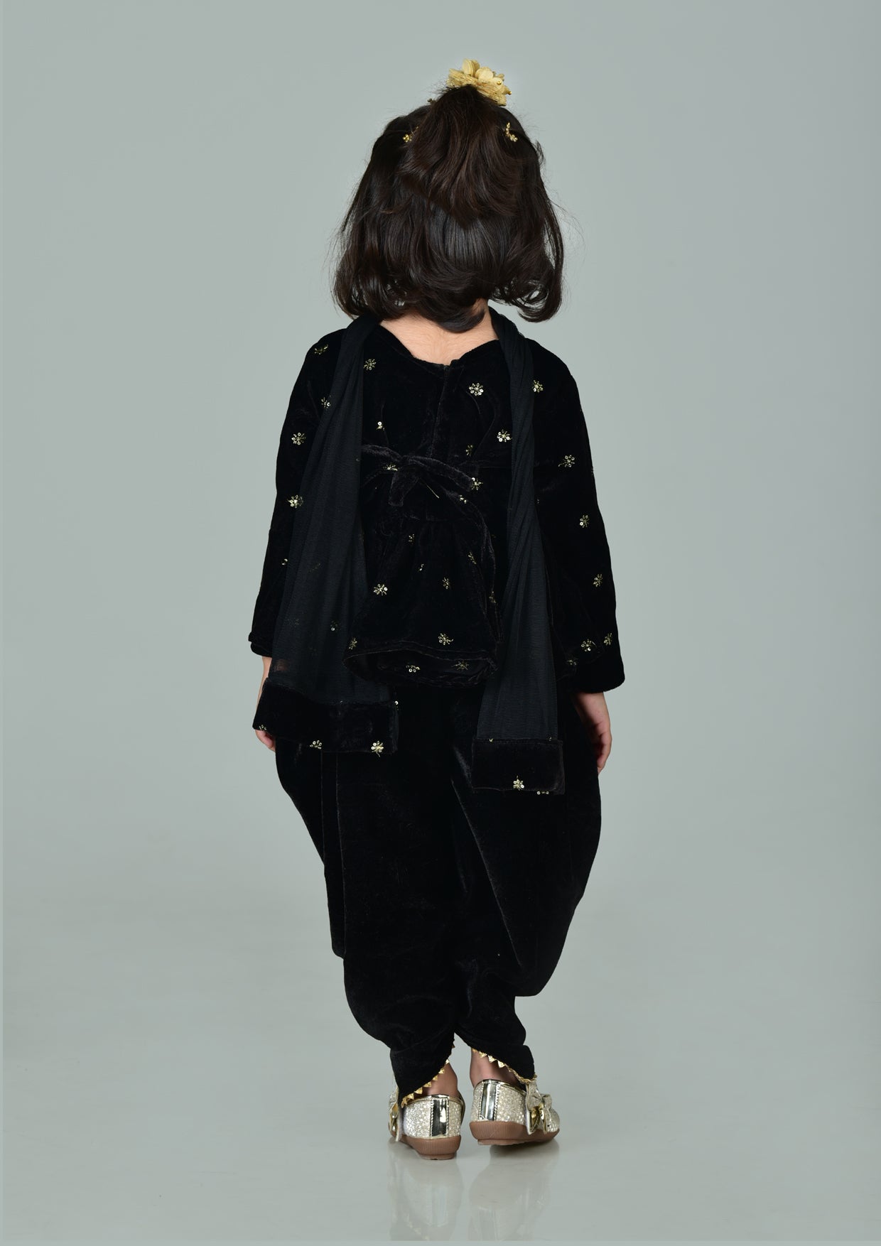 Titrit Black velvet dhoti with dupatta