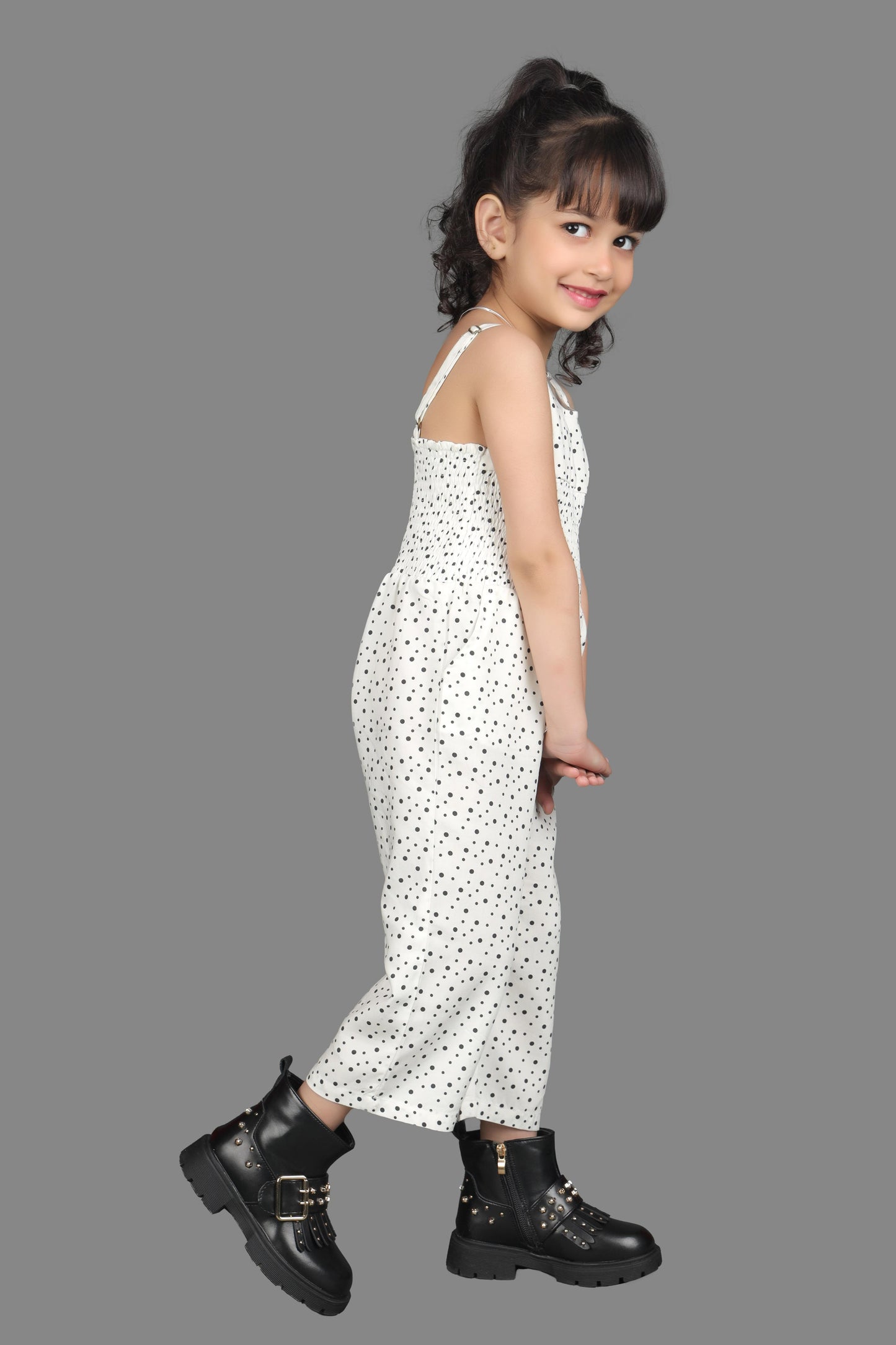 Ankle Length Cotton Jumpsuit (White)