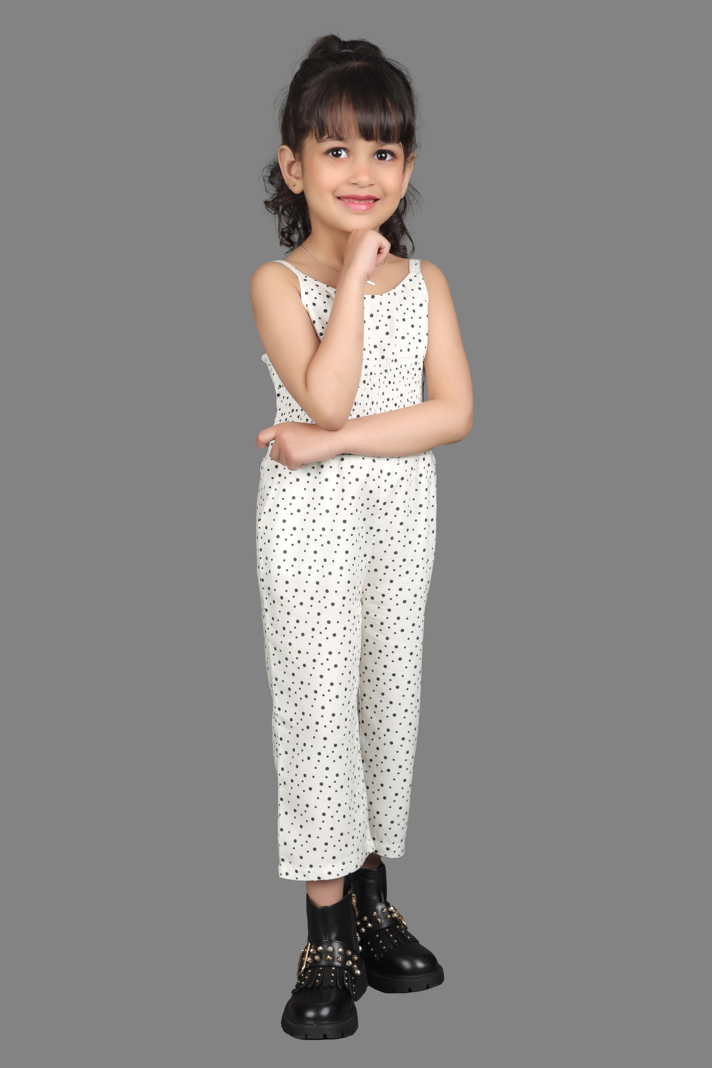 Ankle Length Cotton Jumpsuit (White)