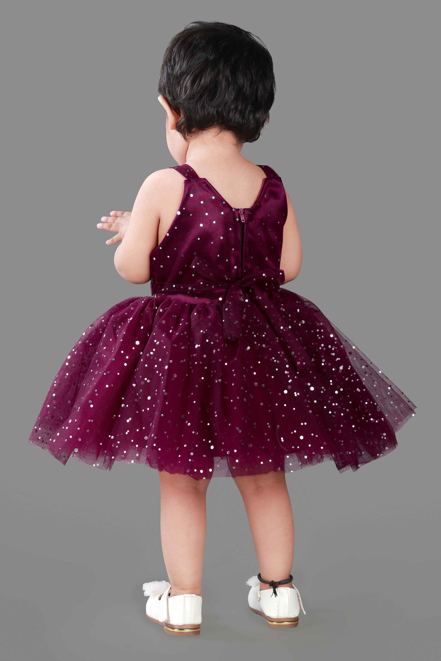 Fit & Flare Sleeveless Party Frock (Wine)