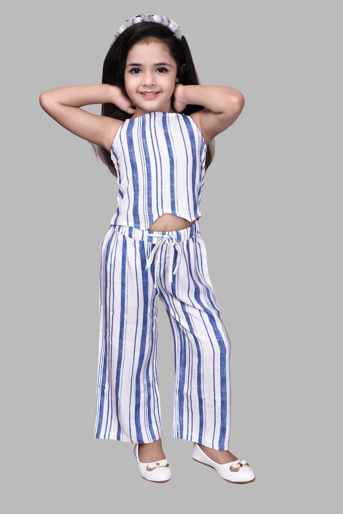 Palazzo and Top Set (White Striped)