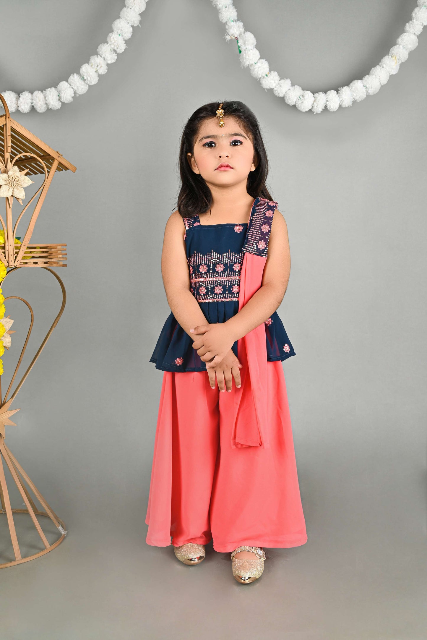 Top and Palazzo Set (Pink & Green)