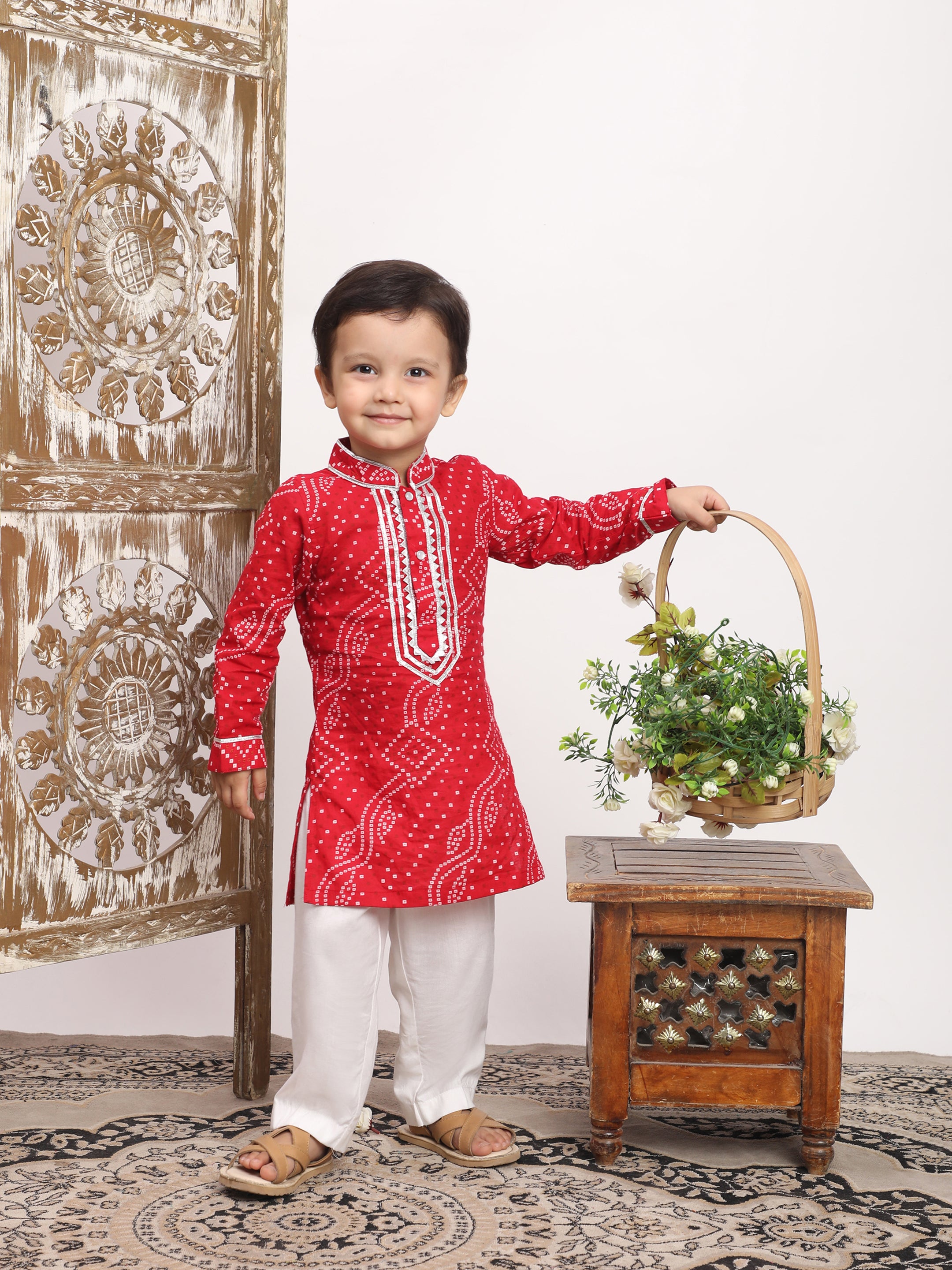 cotton kurta with pajama -Red