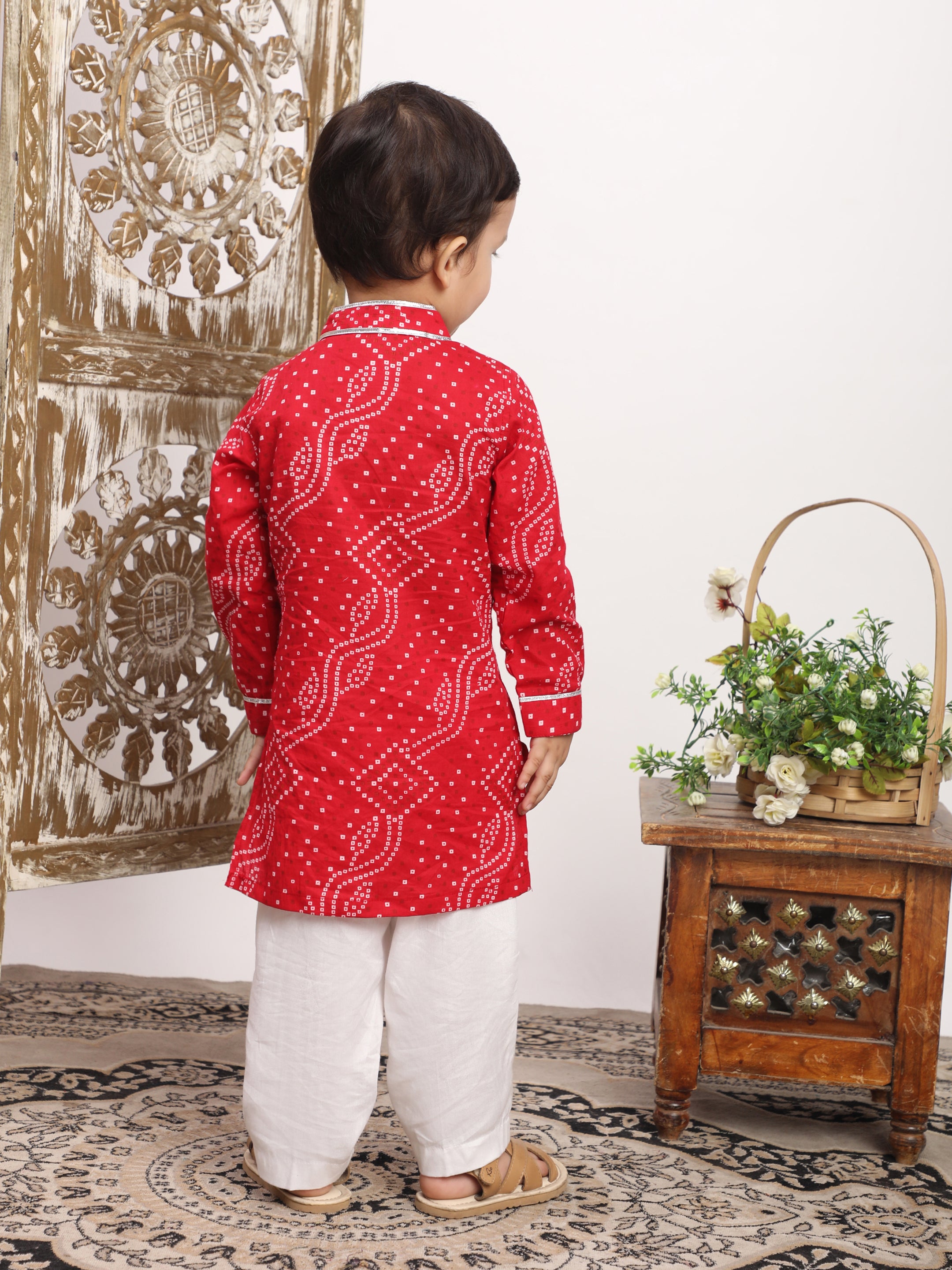 cotton kurta with pajama -Red
