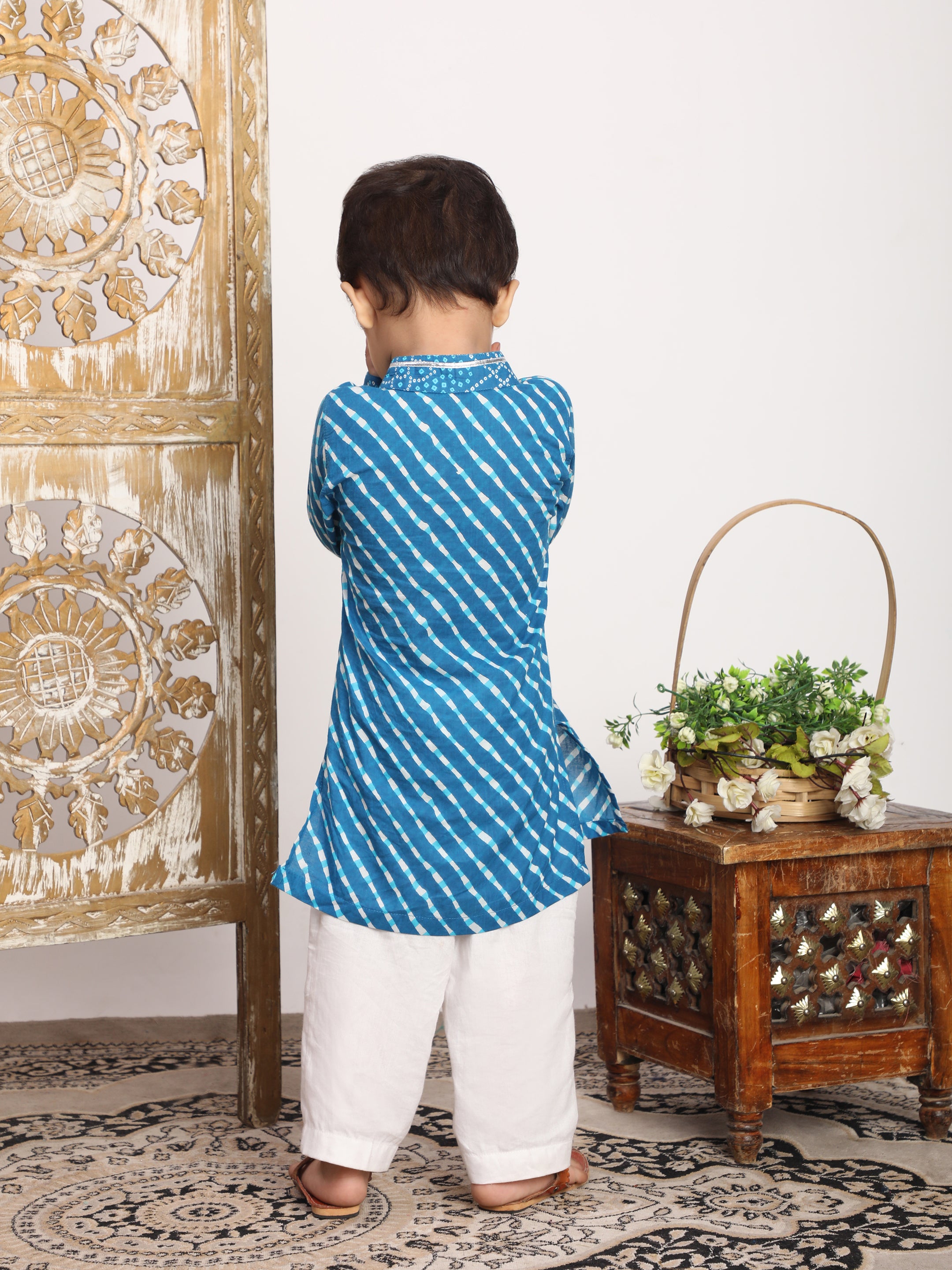 Leheriyya kurta with pajama -Blue