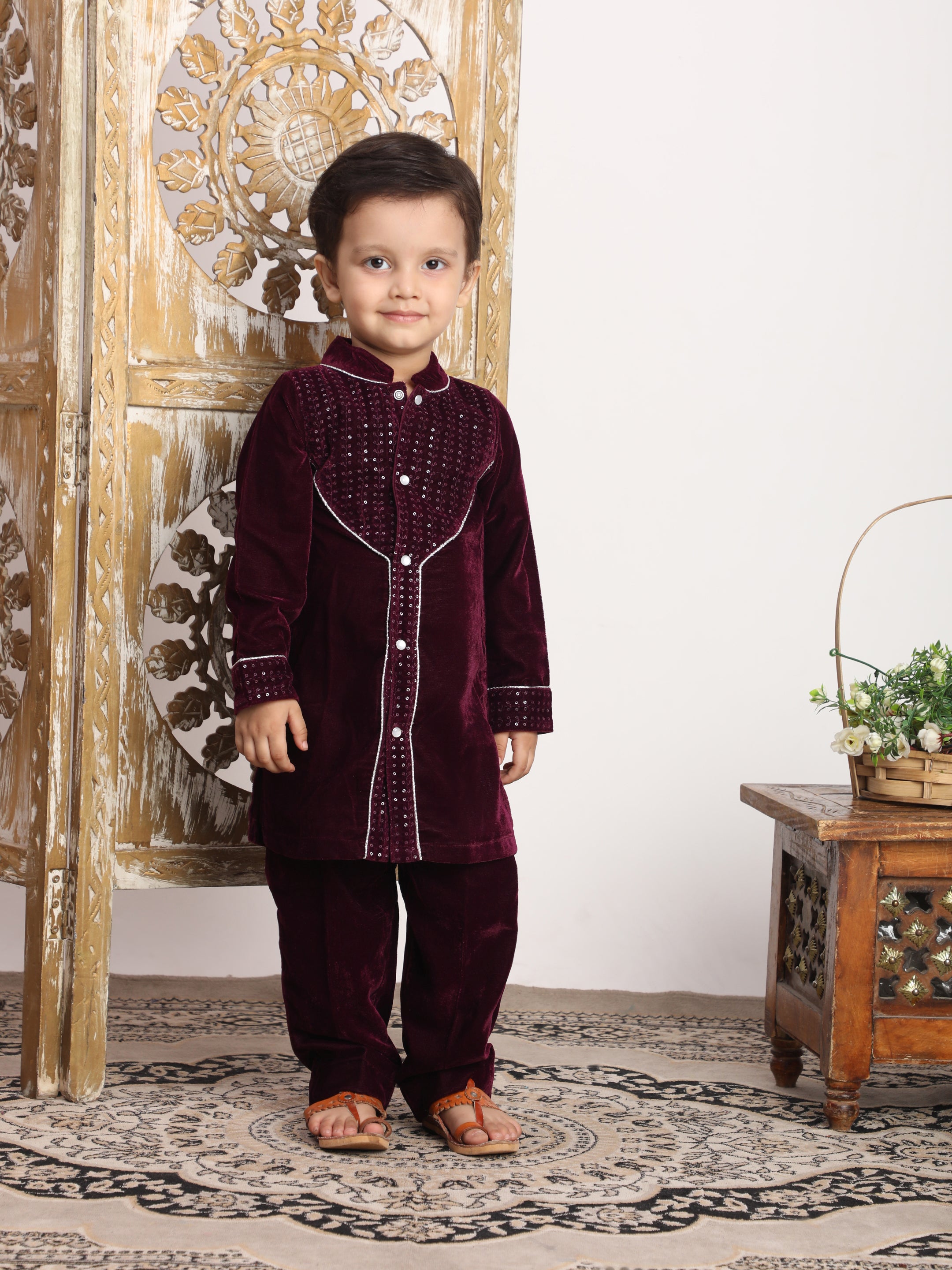 Embellished kurta and dhoti sibling set-T-WWSet