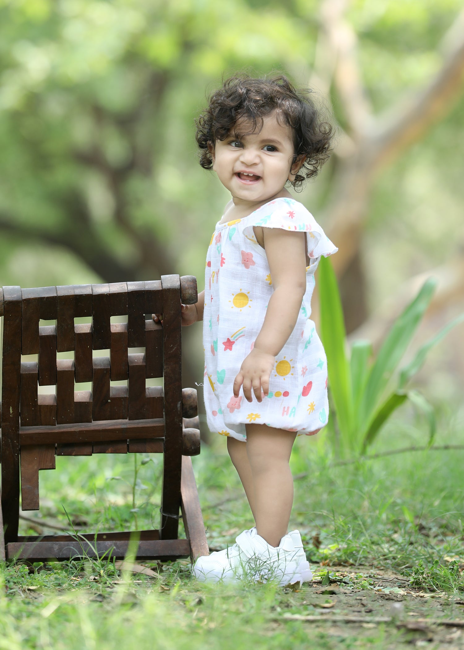 Muslin hip length girls romper-T-HTR