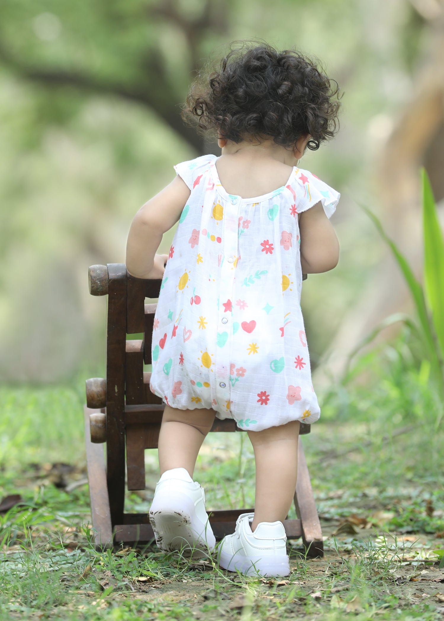 Muslin hip length girls romper-T-HTR
