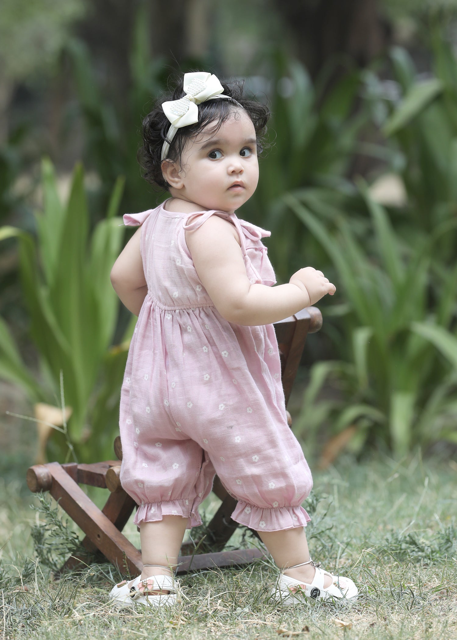 Muslin ankle length girls romper-T-Pinkdotromp