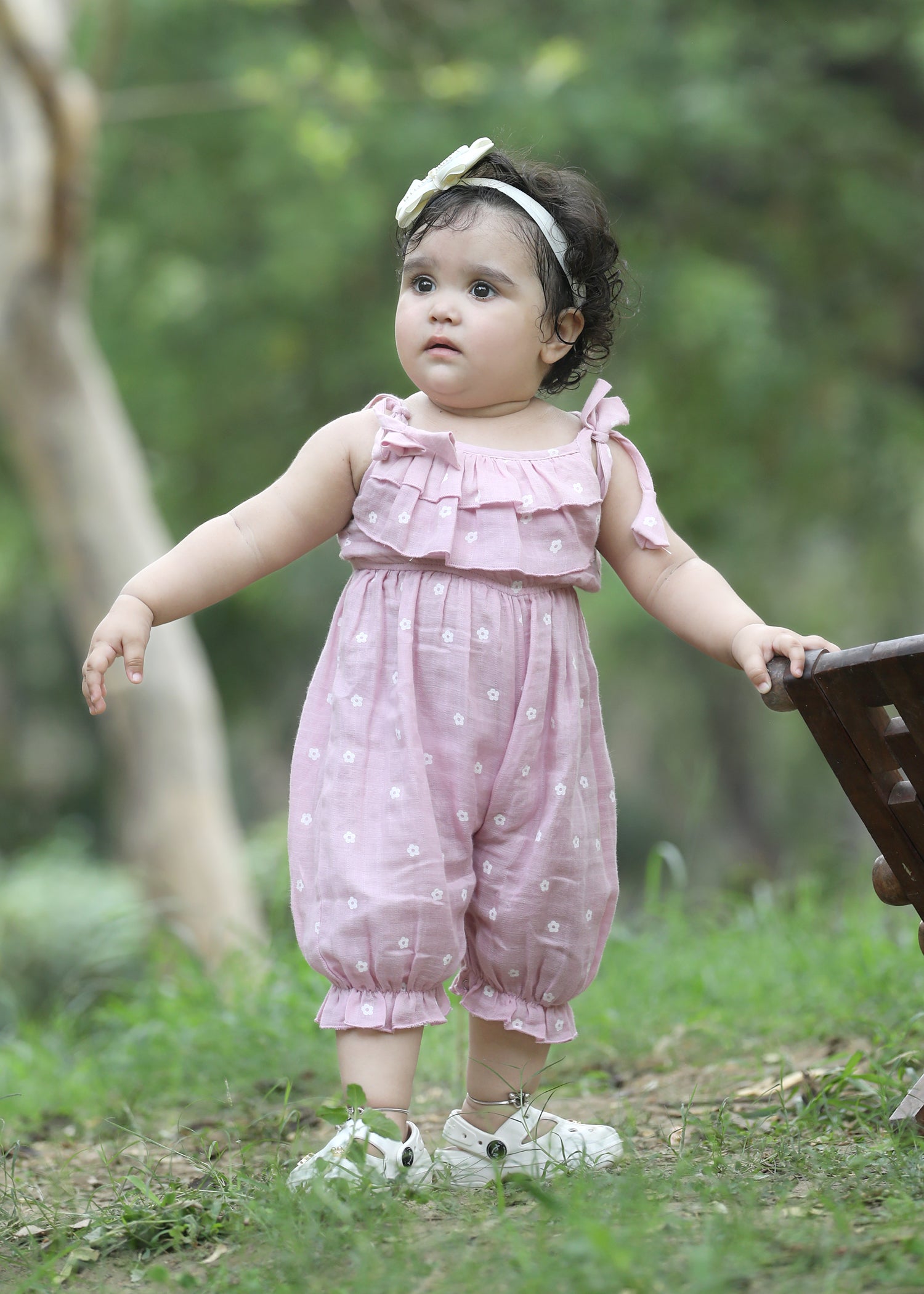 Muslin ankle length girls romper-T-Pinkdotromp