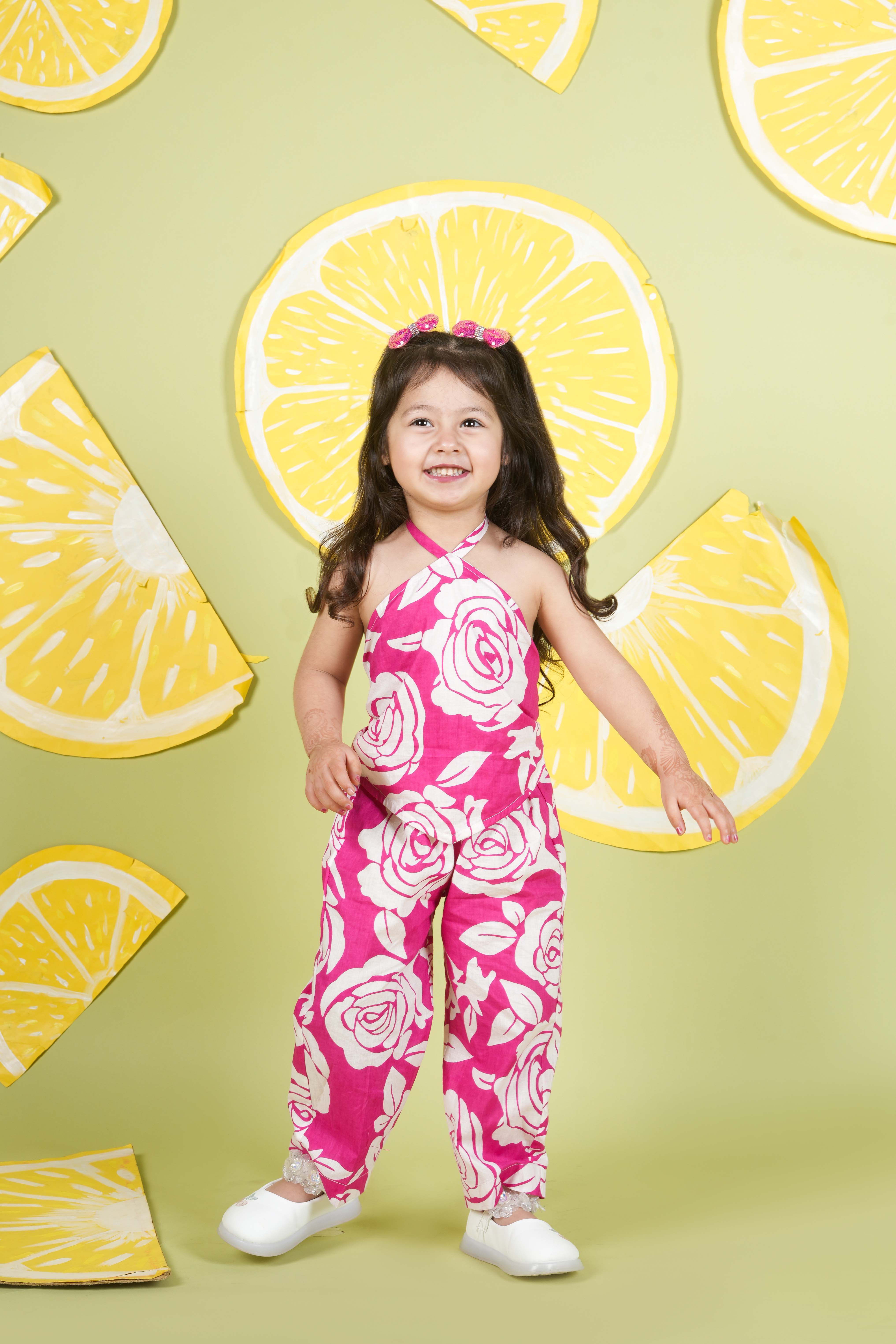Printed cotton halter neck Co-ordset-T-CDROS