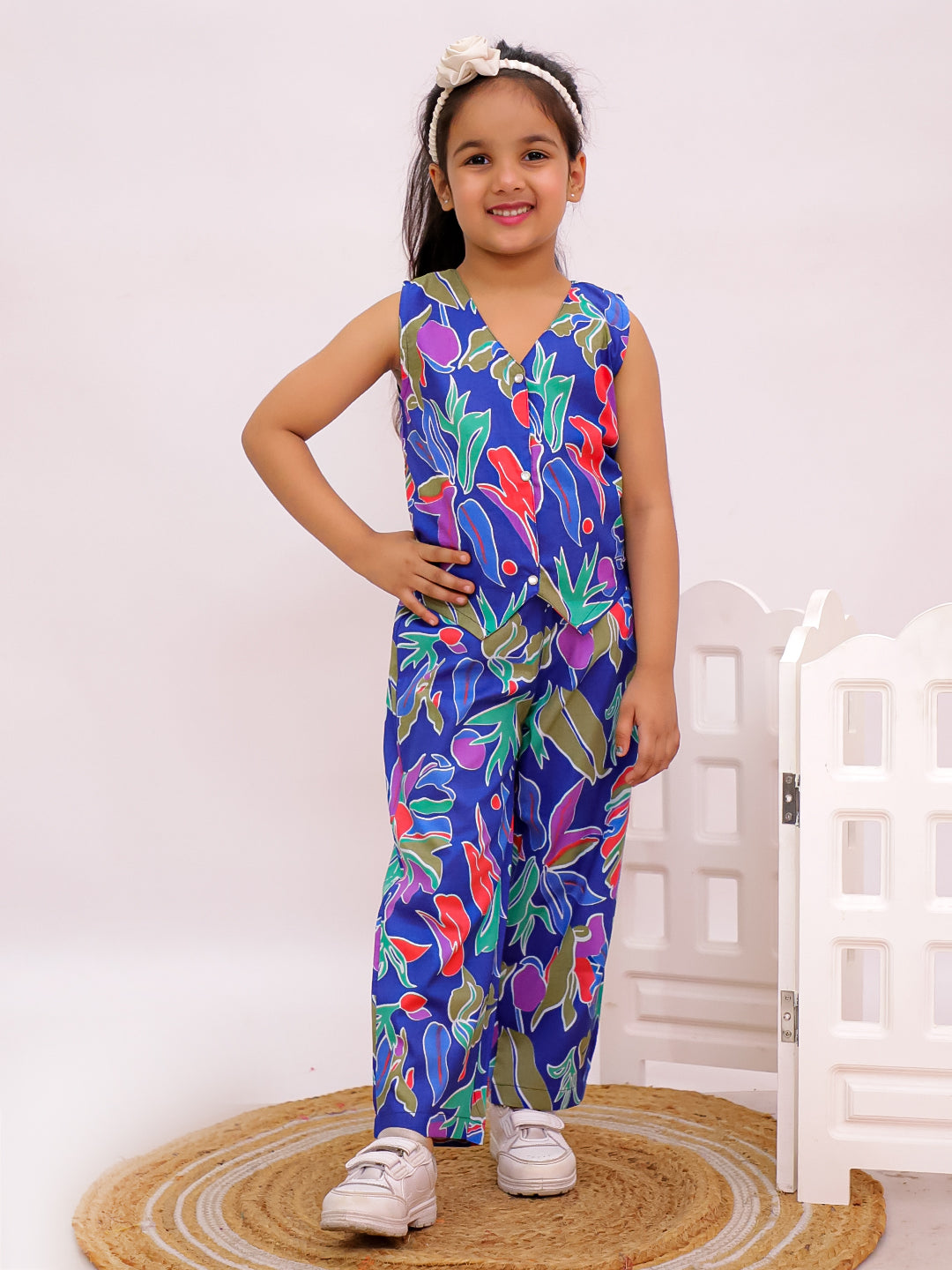 Multicolour co-ord set for girls- T-bluflowr