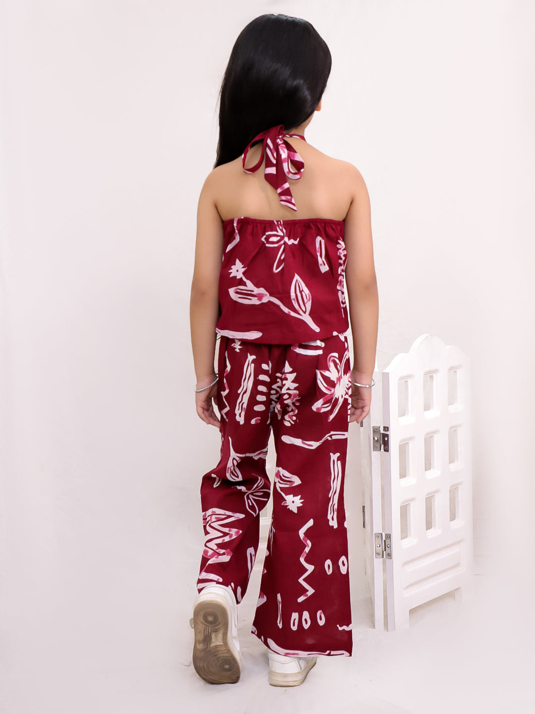 Leaf print halter neck Co-ordset-TCDM