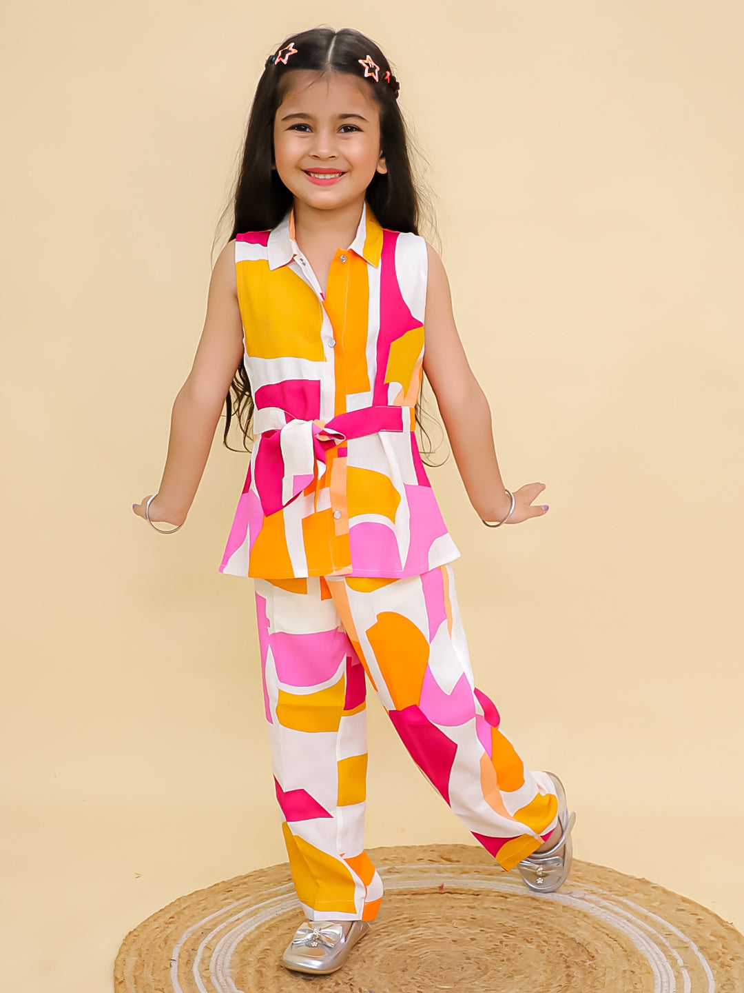 Printed rayon Co-ordset for girls- T-multirayon