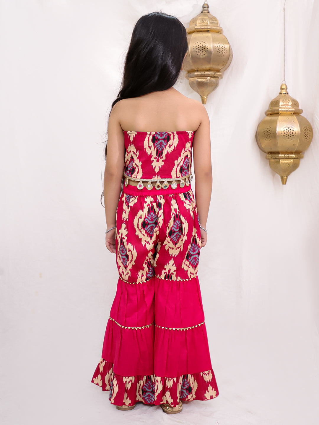 Printed Cotton Top and Sharara set-T-Redprintsh