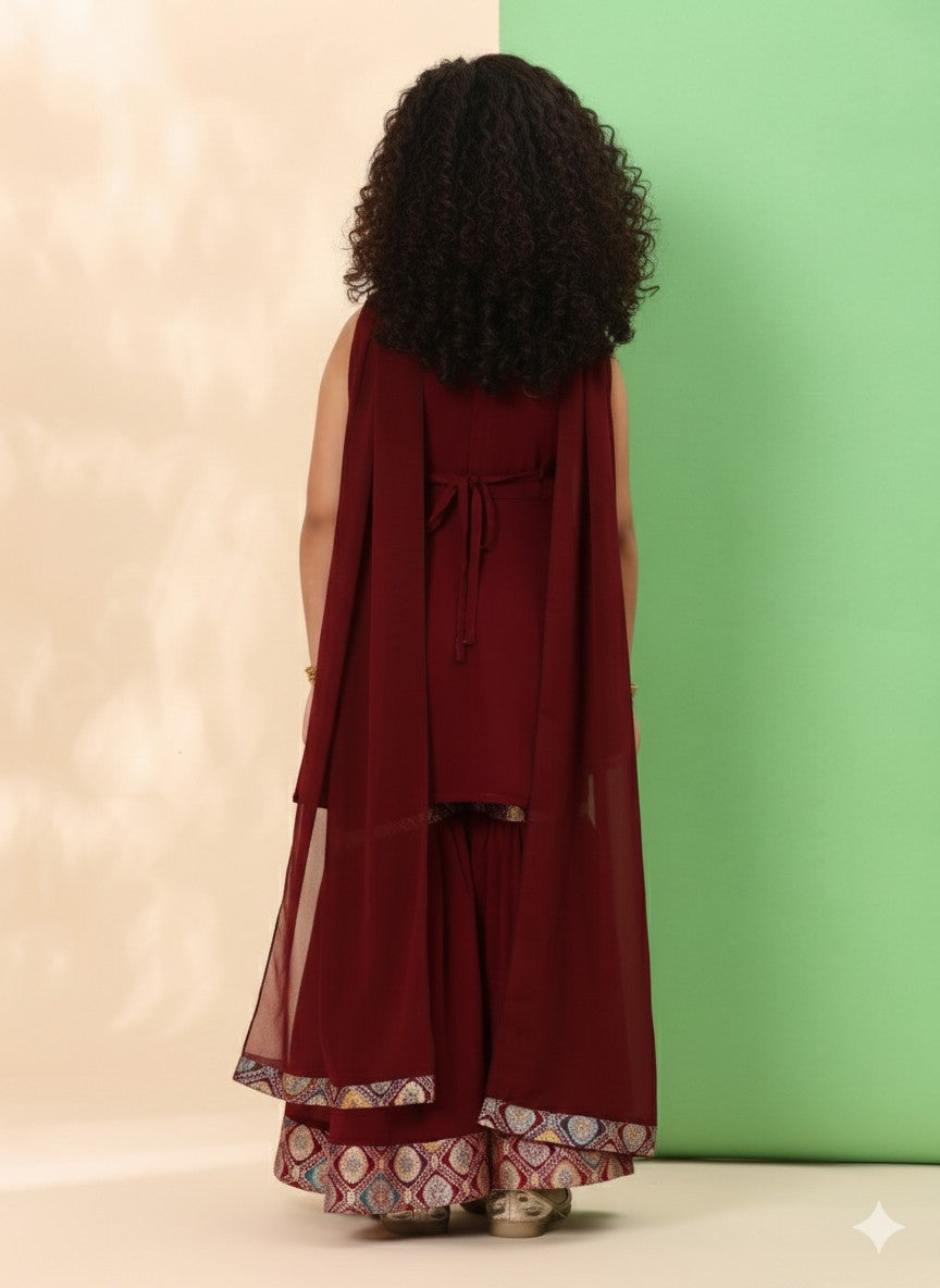 Beautiful brocade kurti with sharara