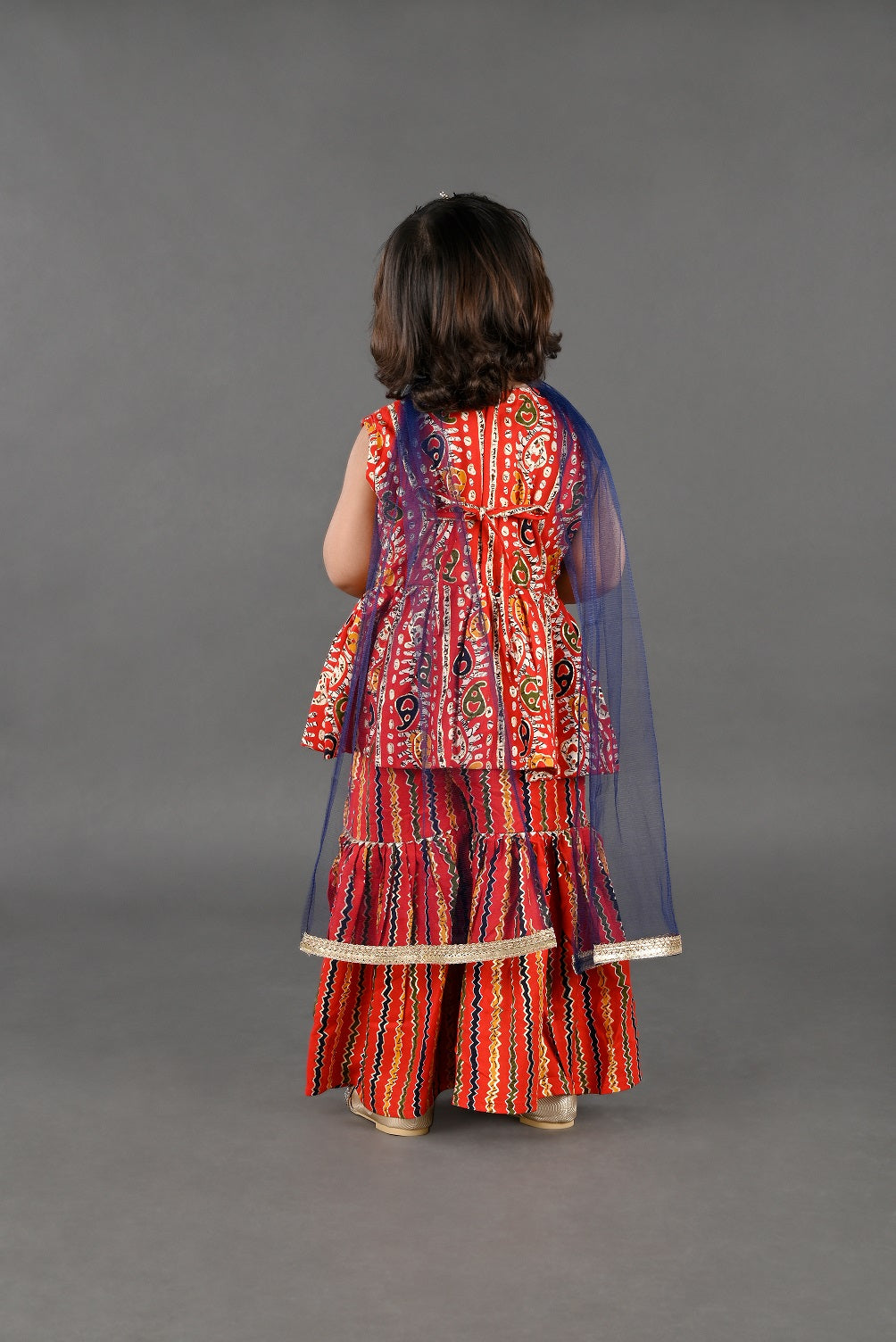 Rayon printed top and Sharara set with dupatta -Multicolor