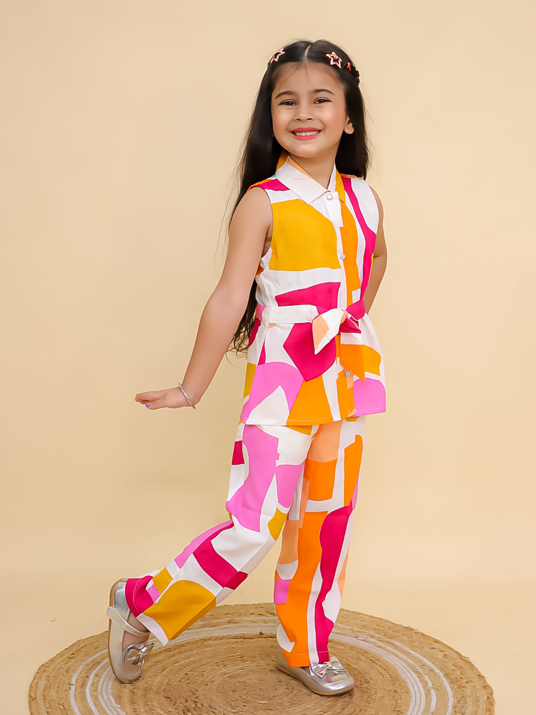 Printed rayon Co-ordset for girls- T-multirayon