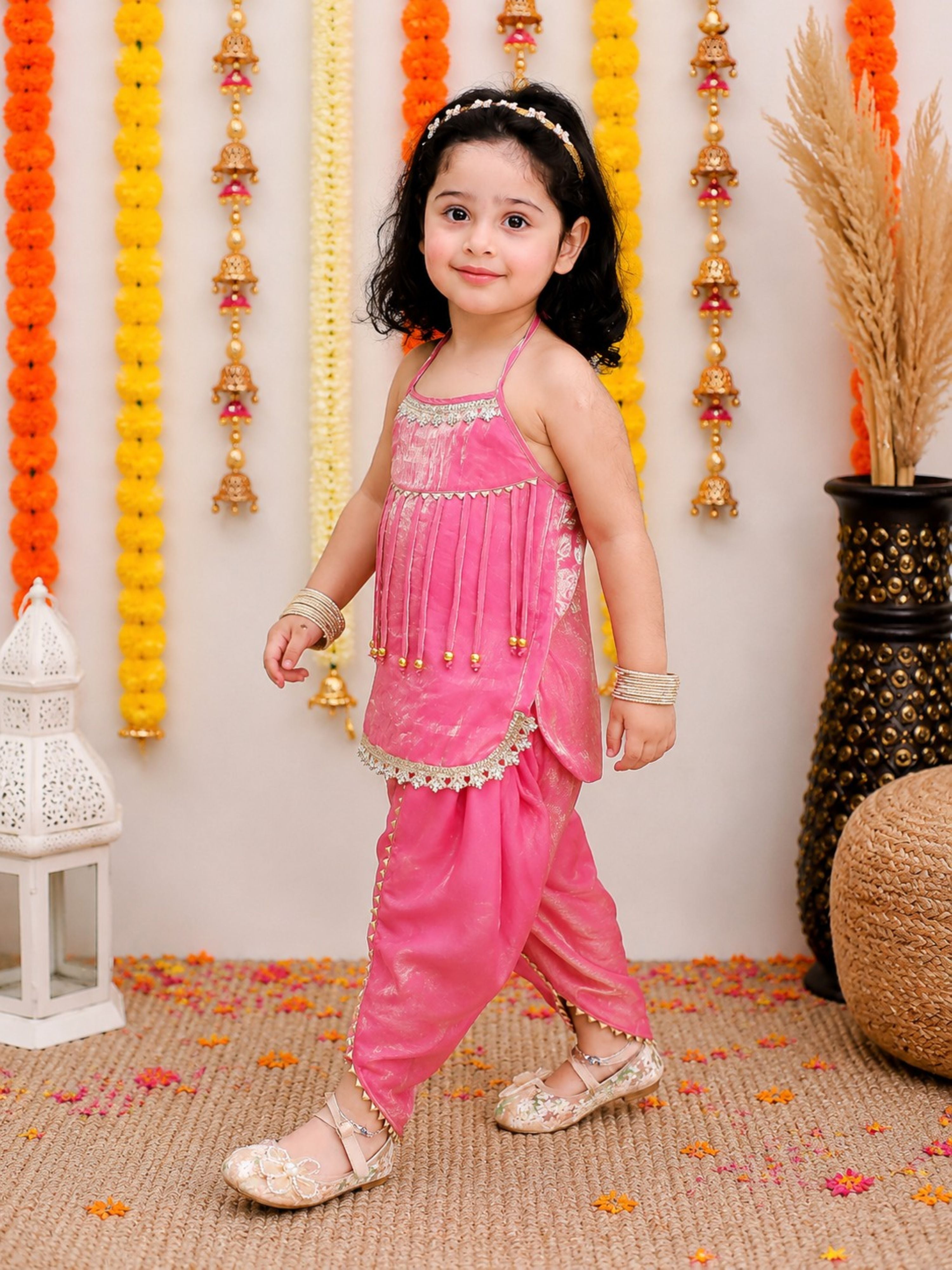 Beautiful Fandy dhoti set for girls-T-Pinkfandy