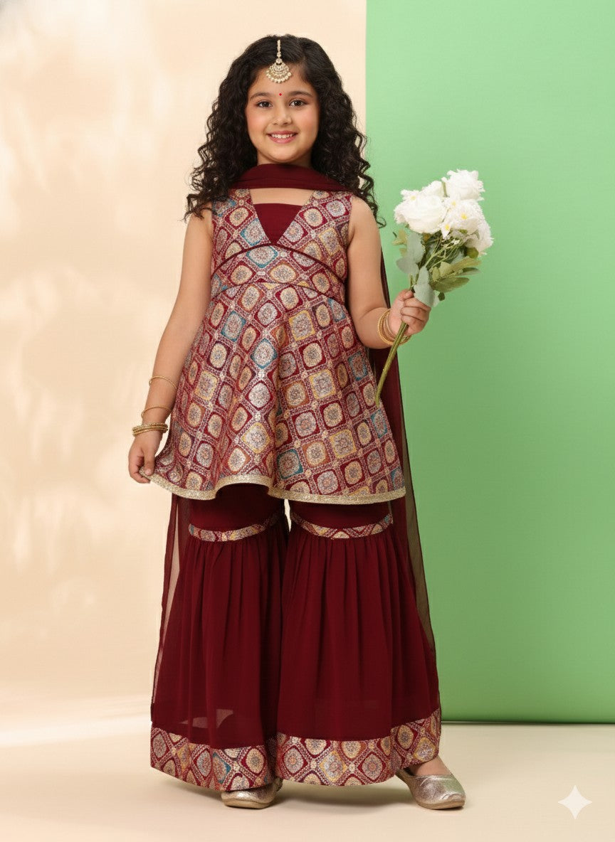 Beautiful brocade kurti with sharara