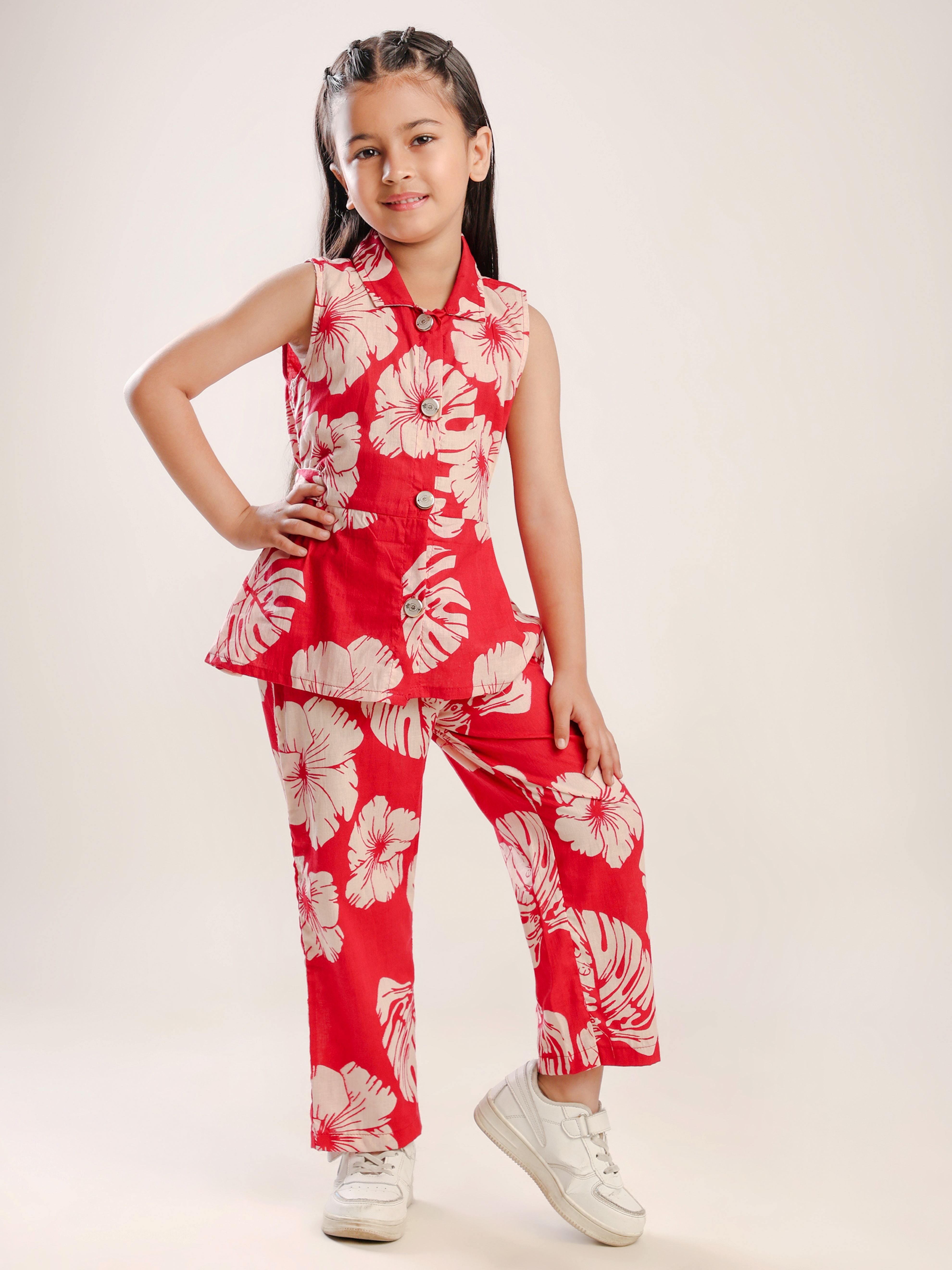 Floral Print Cotton Co-ordset-T-Reflower