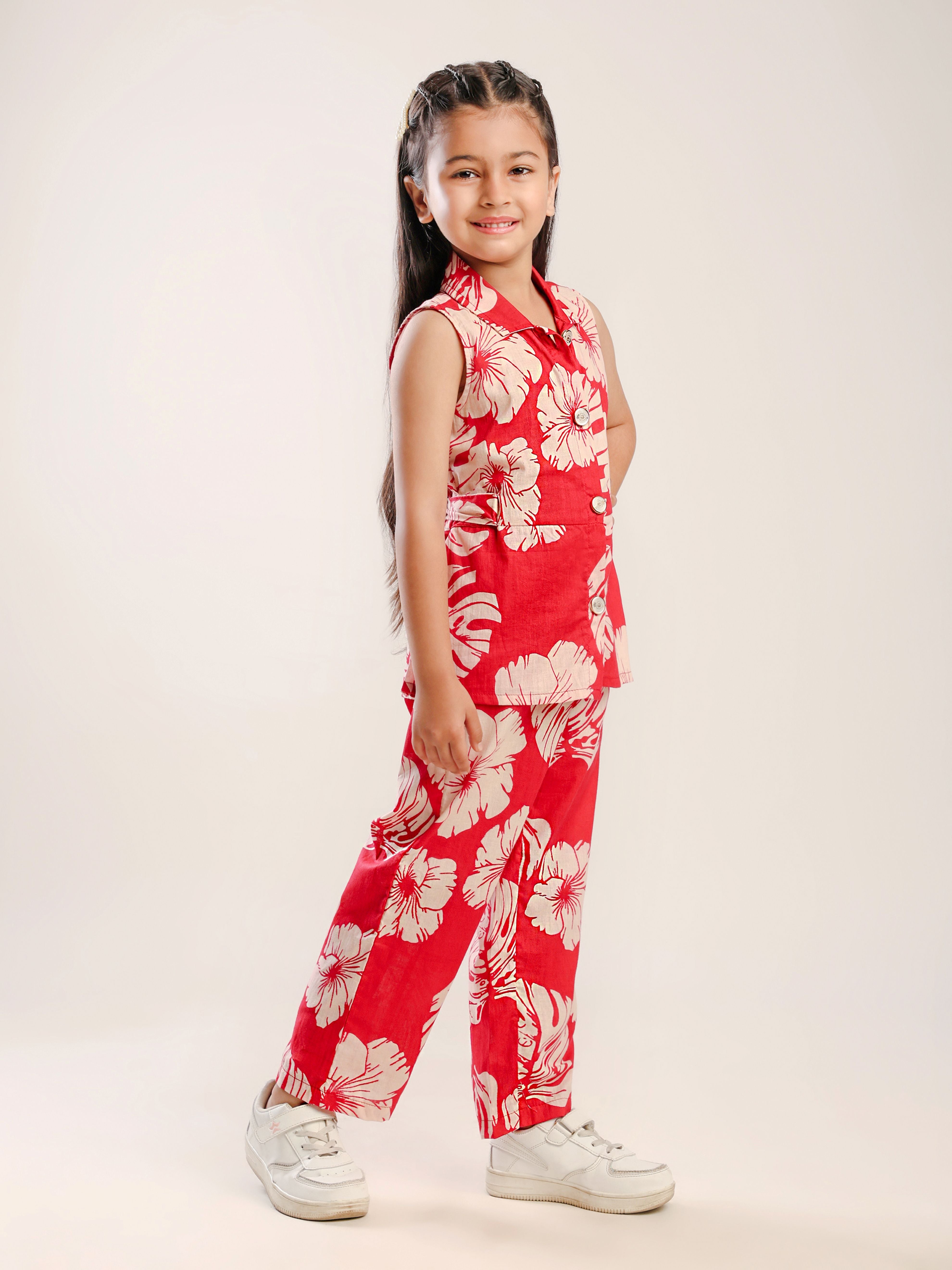 Floral Print Cotton Co-ordset-T-Reflower