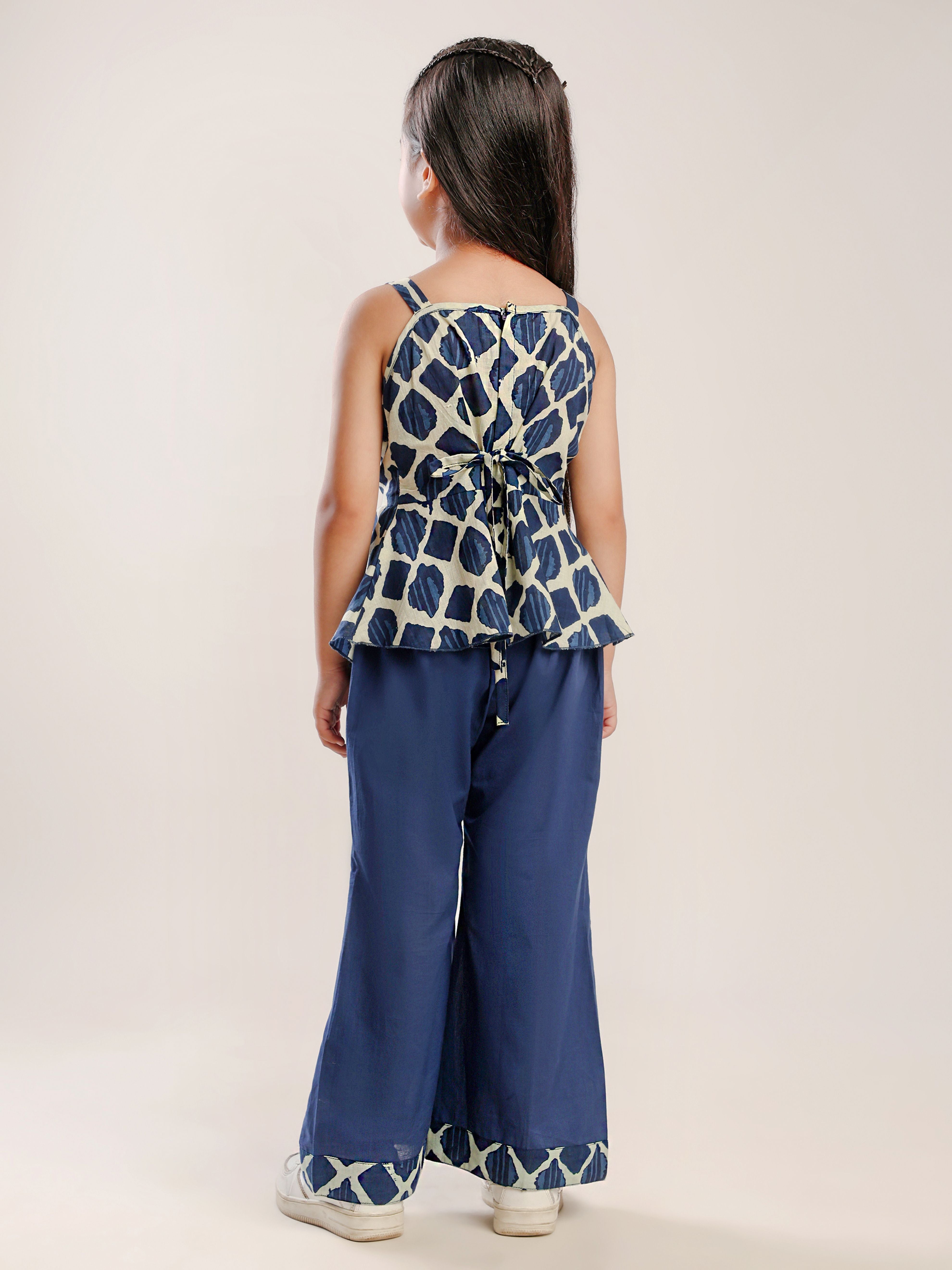Printed top with boot cut pant set-T-Bluprnt