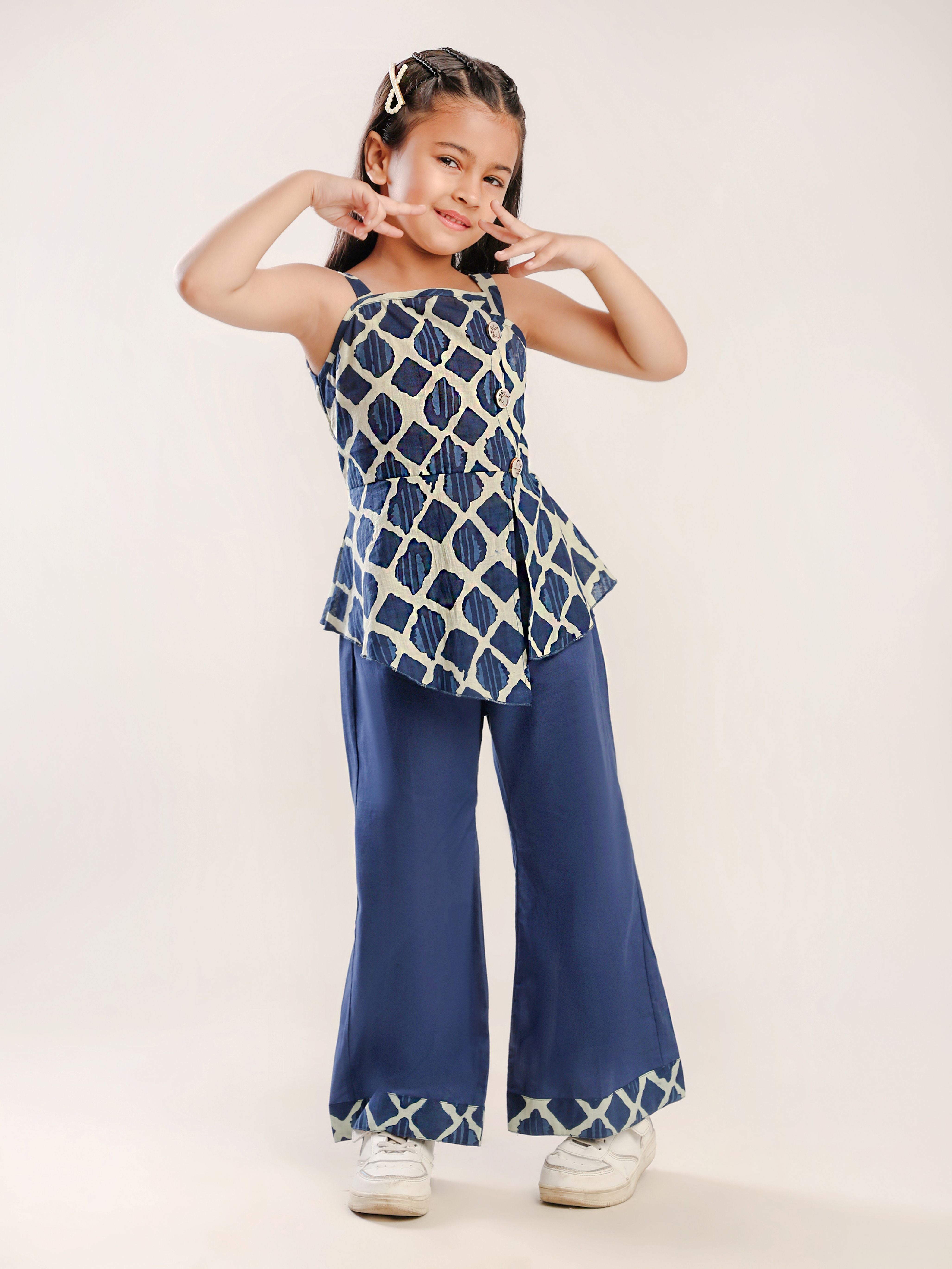 Printed top with boot cut pant set-T-Bluprnt