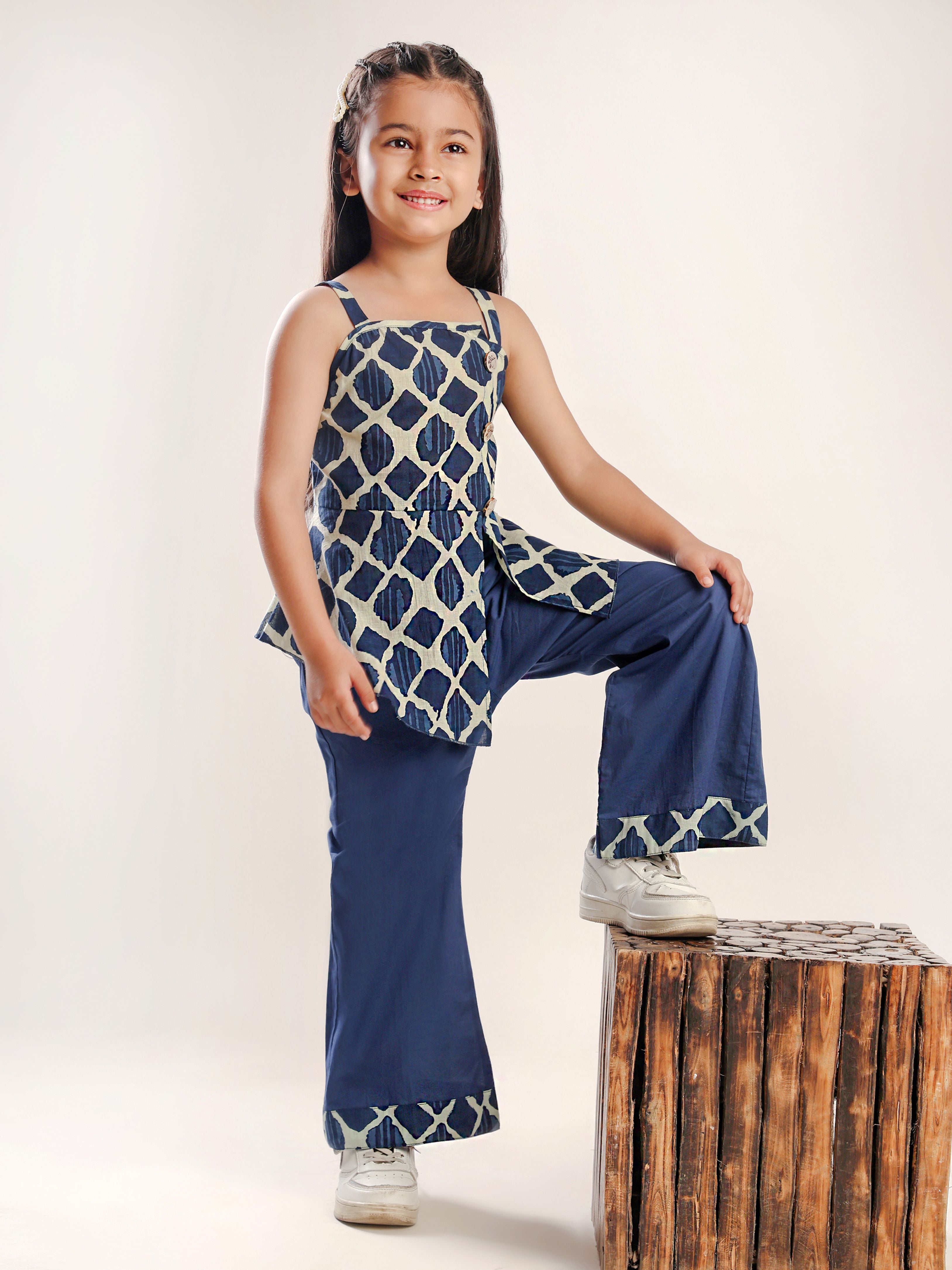 Printed top with boot cut pant set-T-Bluprnt