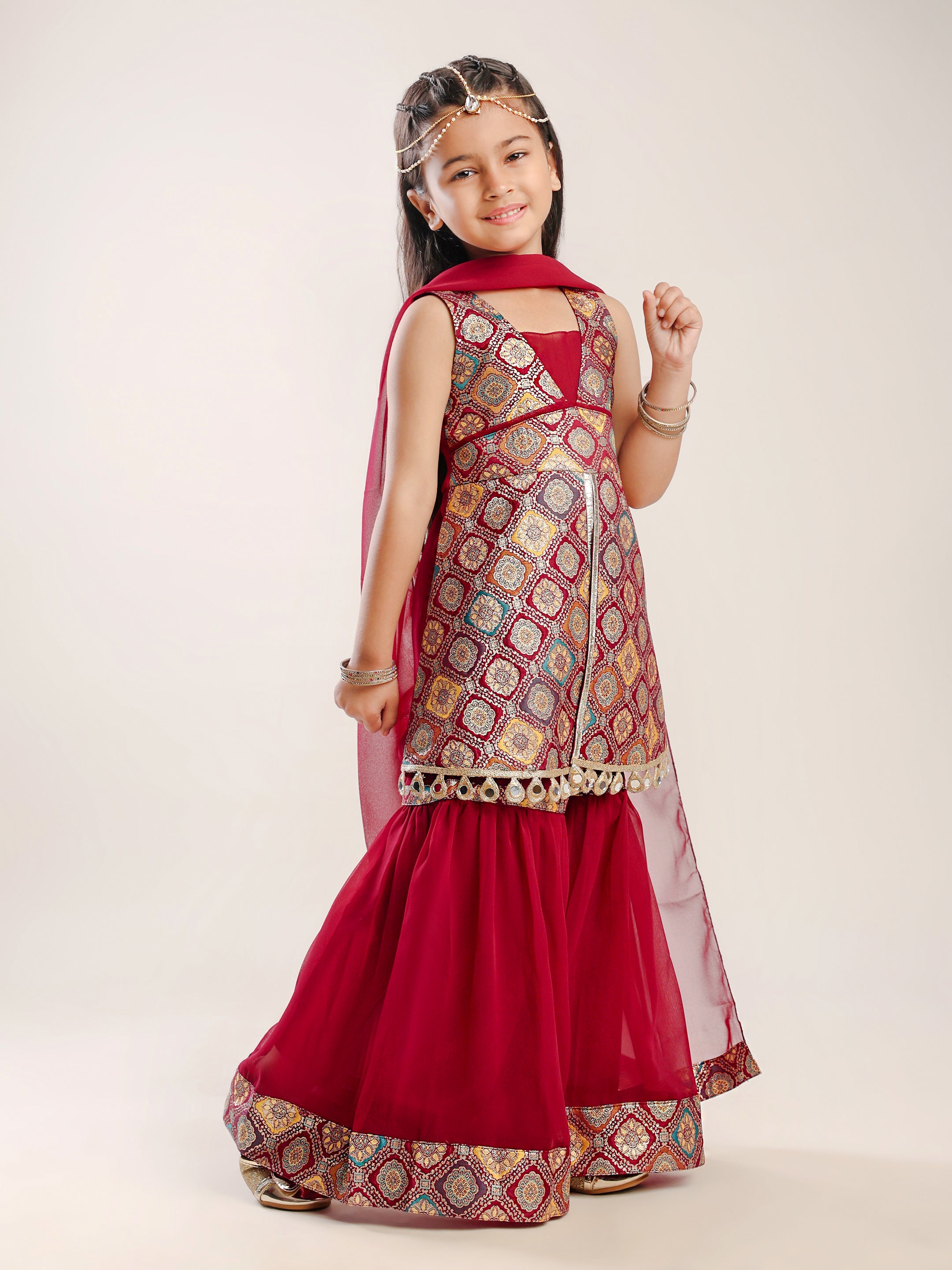 Beautiful brocade kurti with sharara