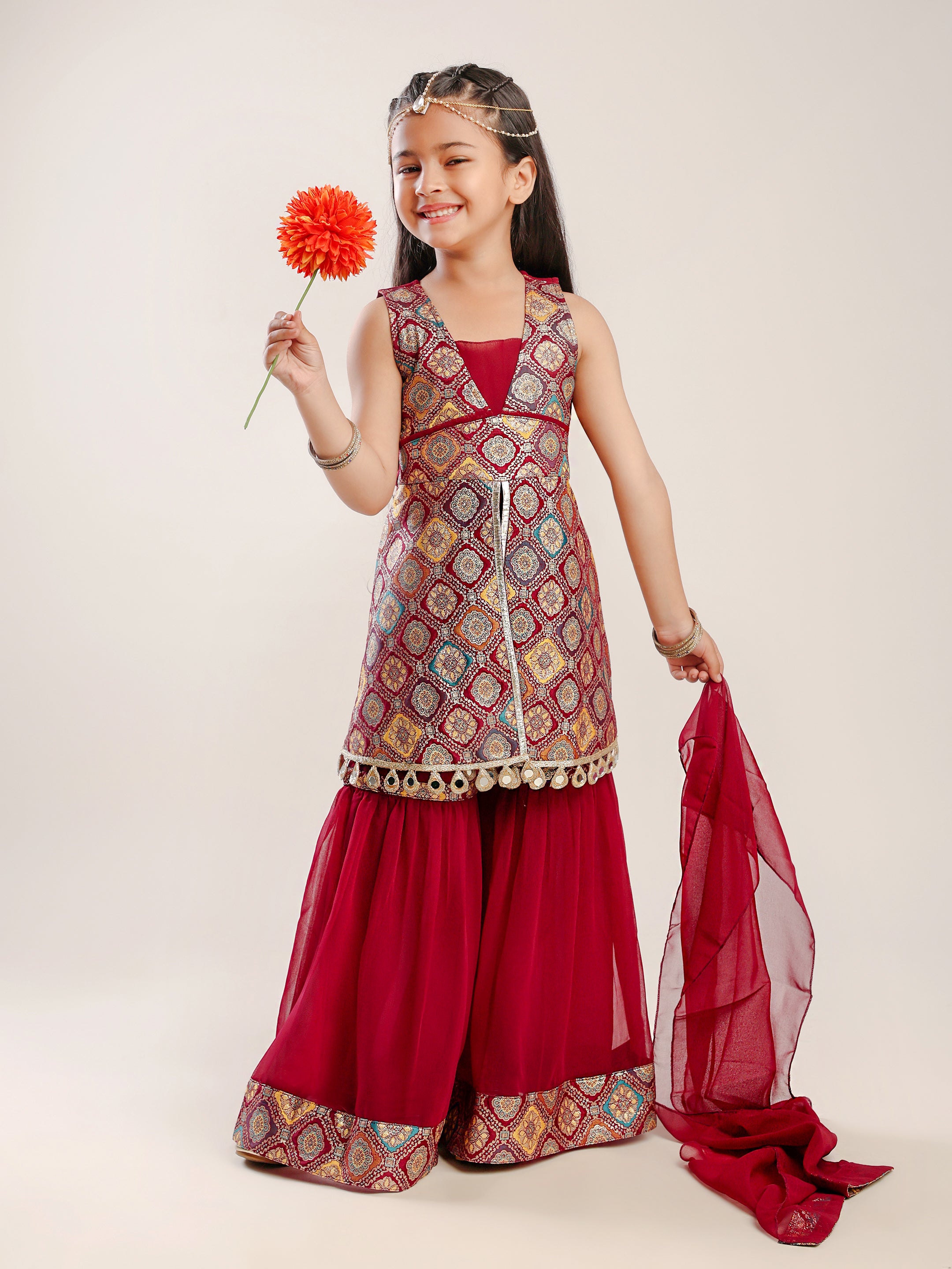 Beautiful brocade kurti with sharara