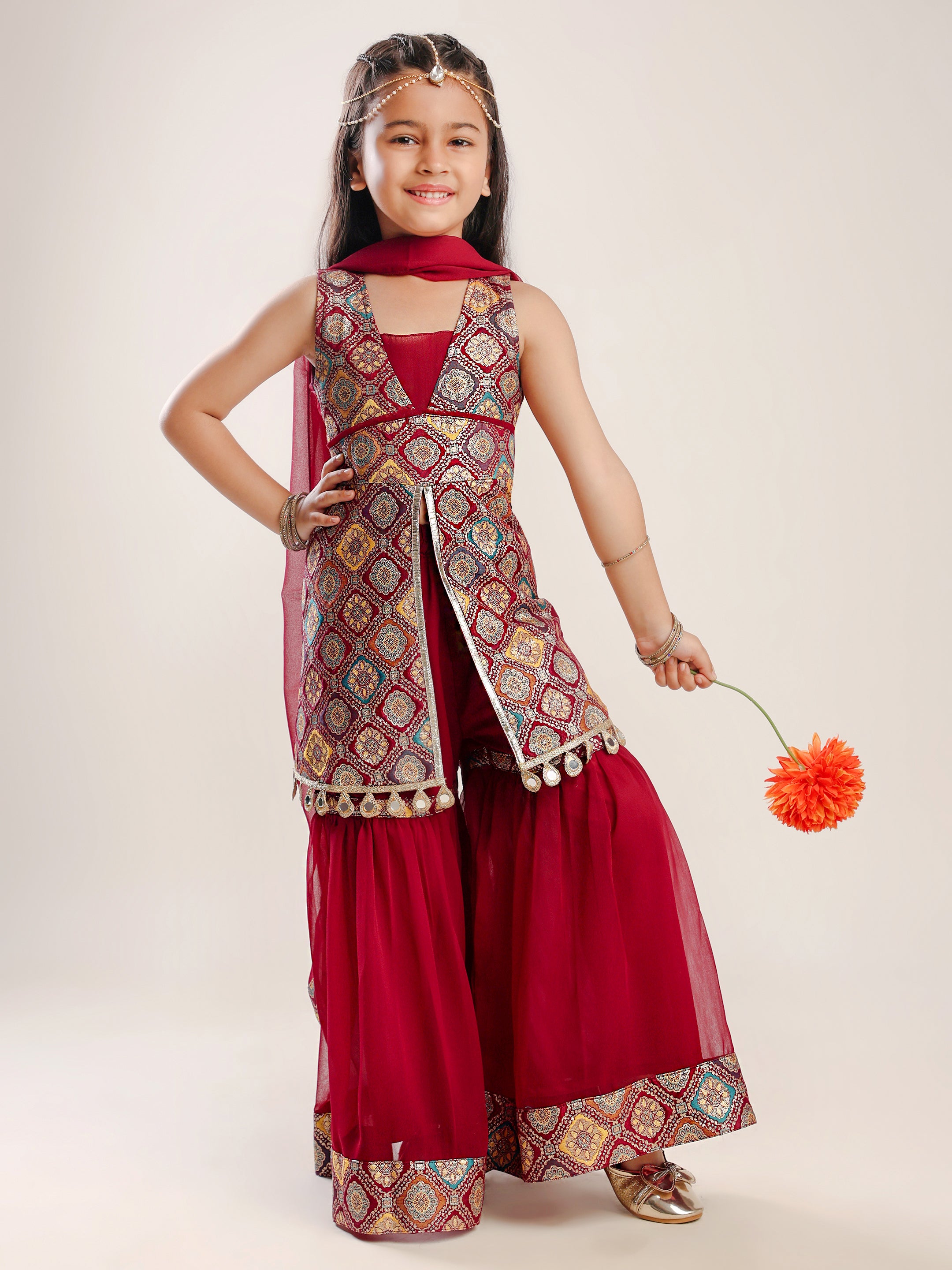Beautiful brocade kurti with sharara