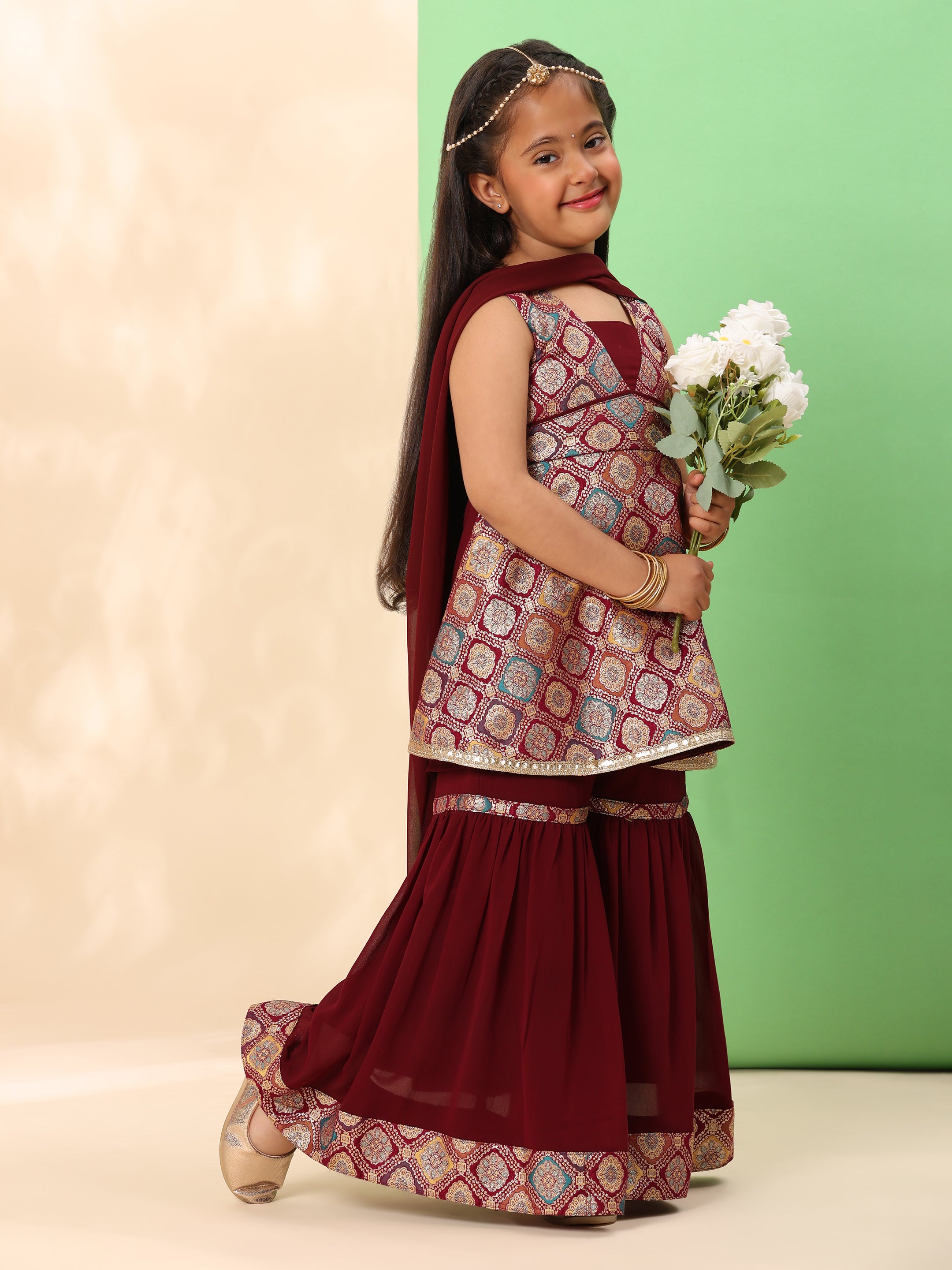 Beautiful brocade kurti with sharara