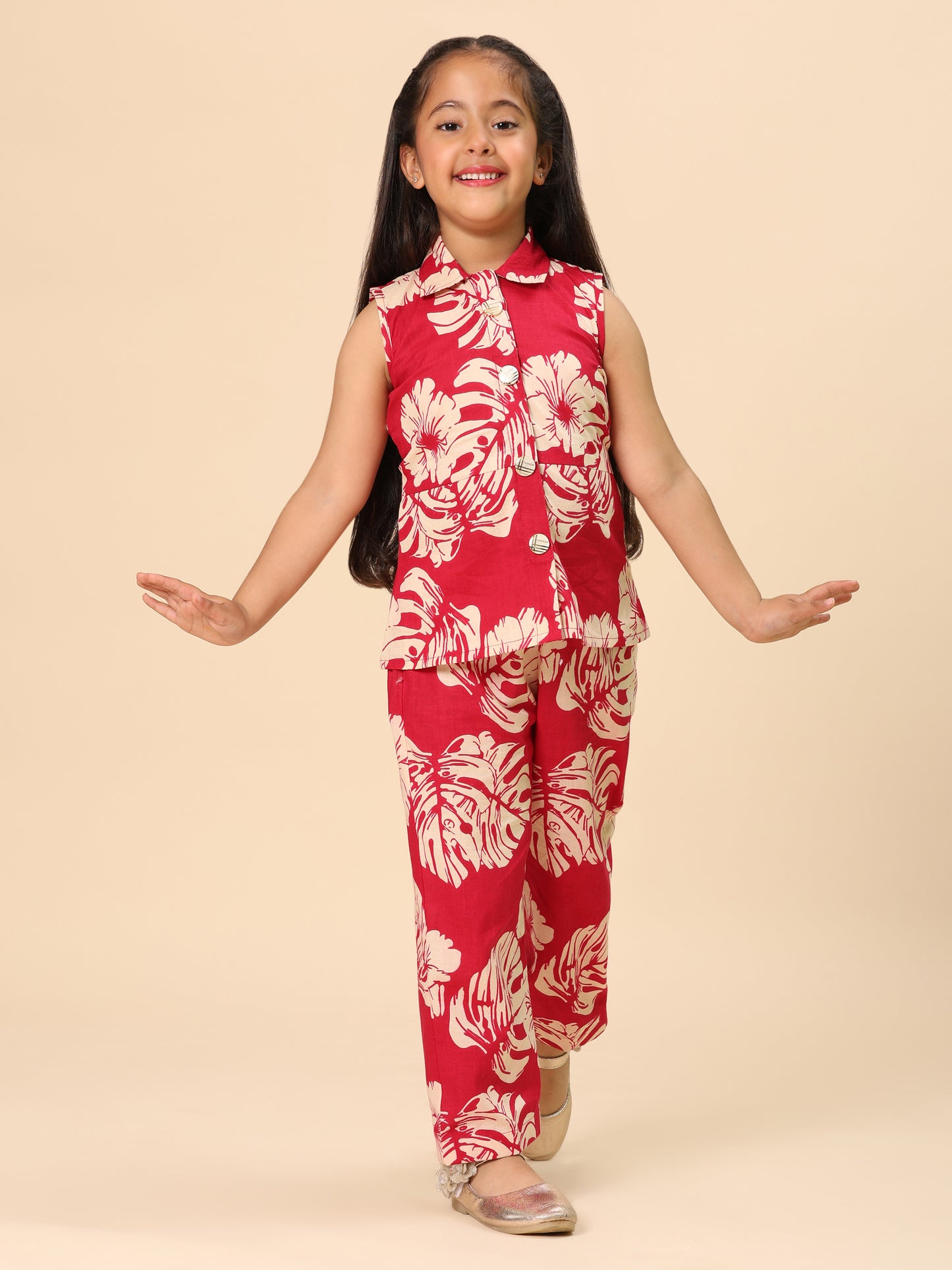Red floral cotton co-ordset