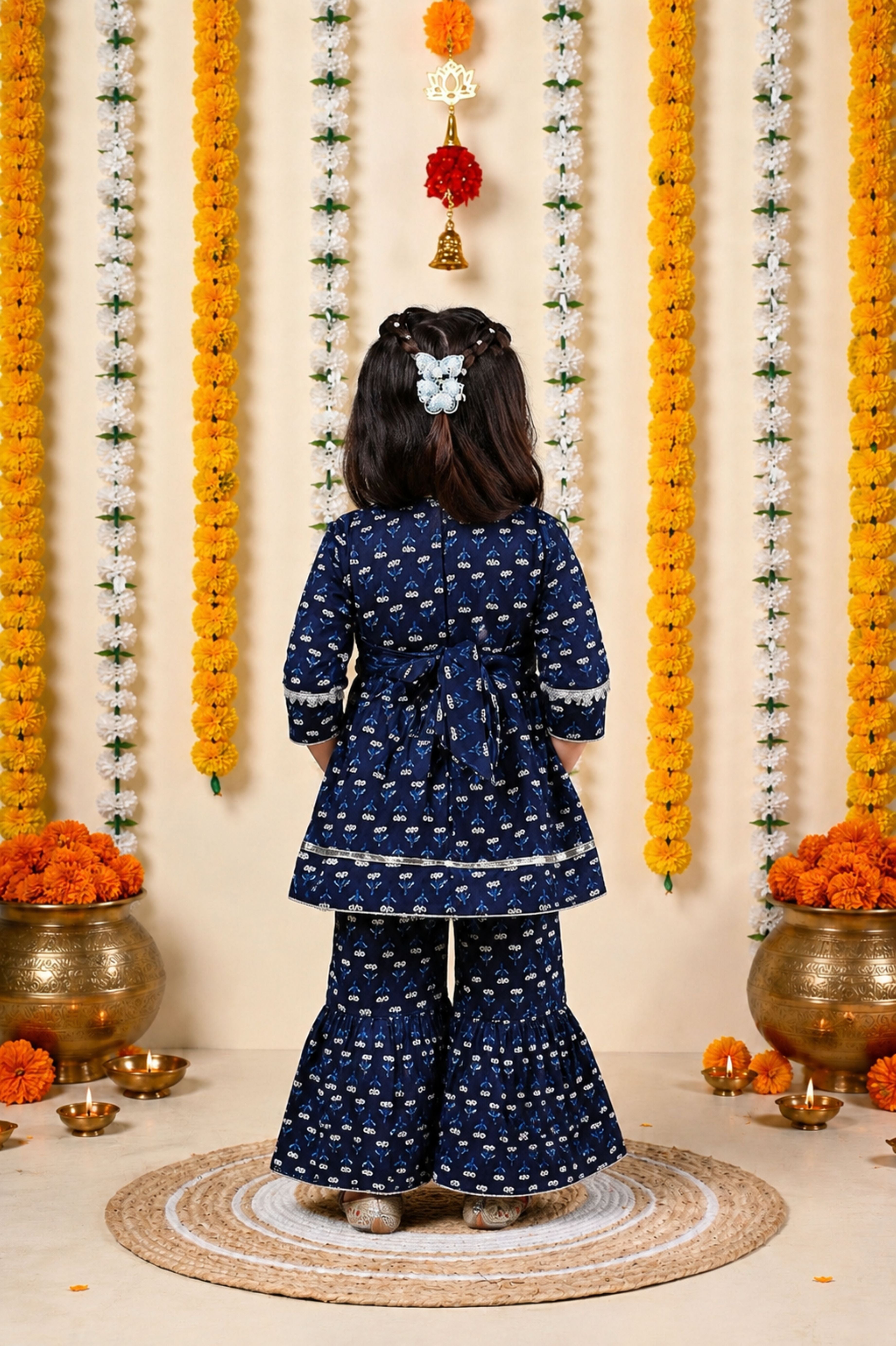 Full Sleeves cotton printed sharara suit for girls  -T-Navykurti