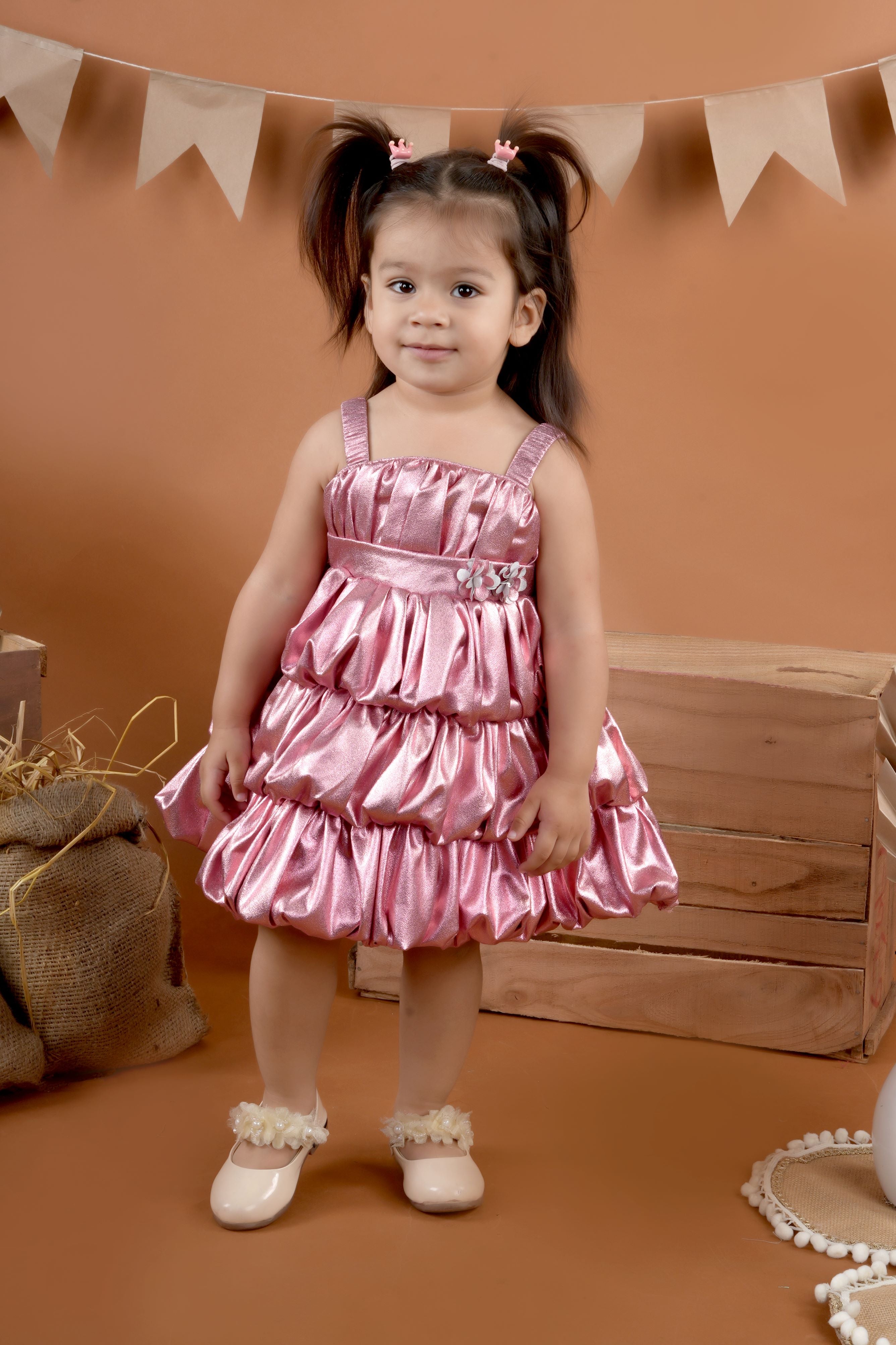 balloon shaped party Dress-Pink