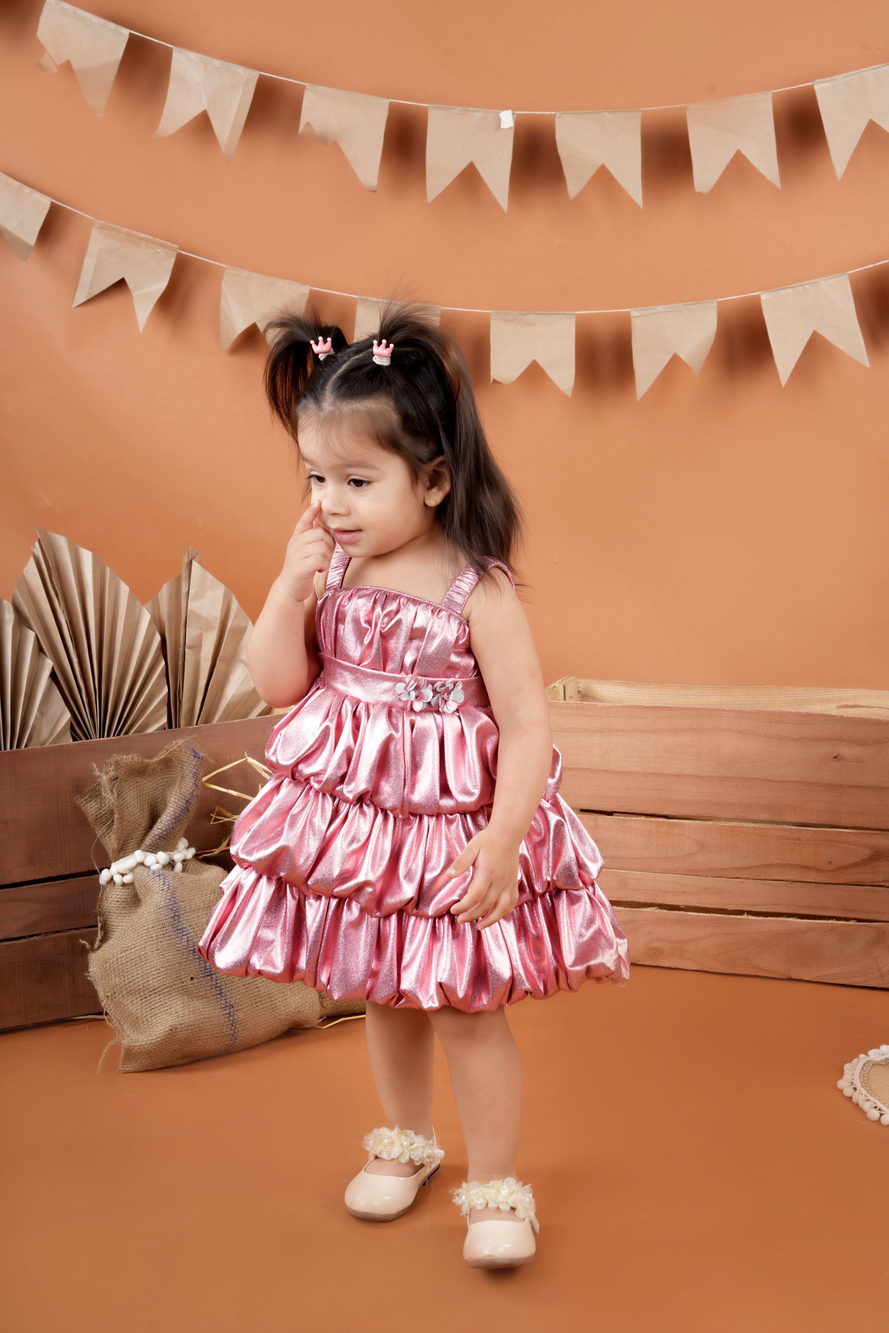 balloon shaped party Dress-Pink