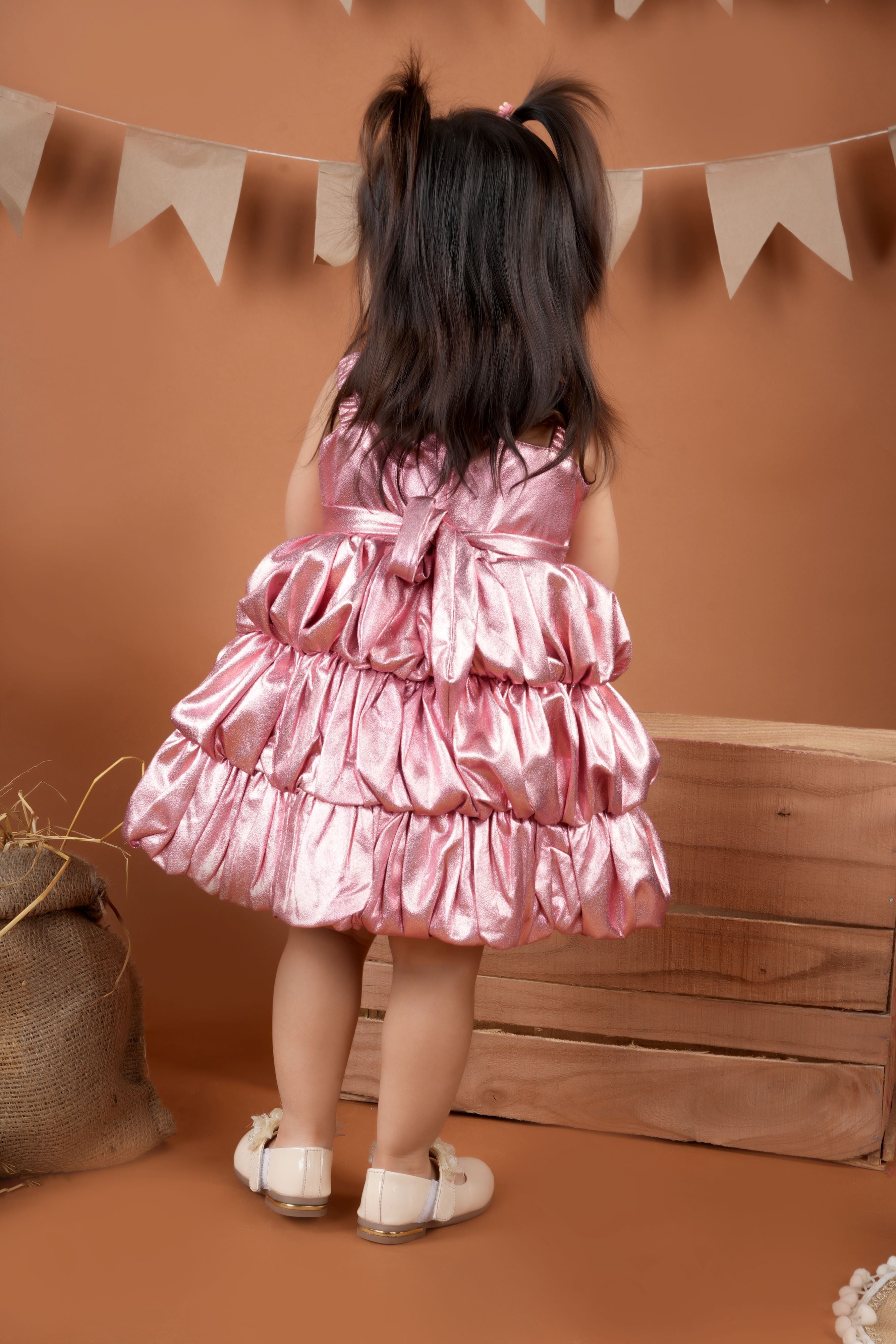 balloon shaped party Dress-Pink