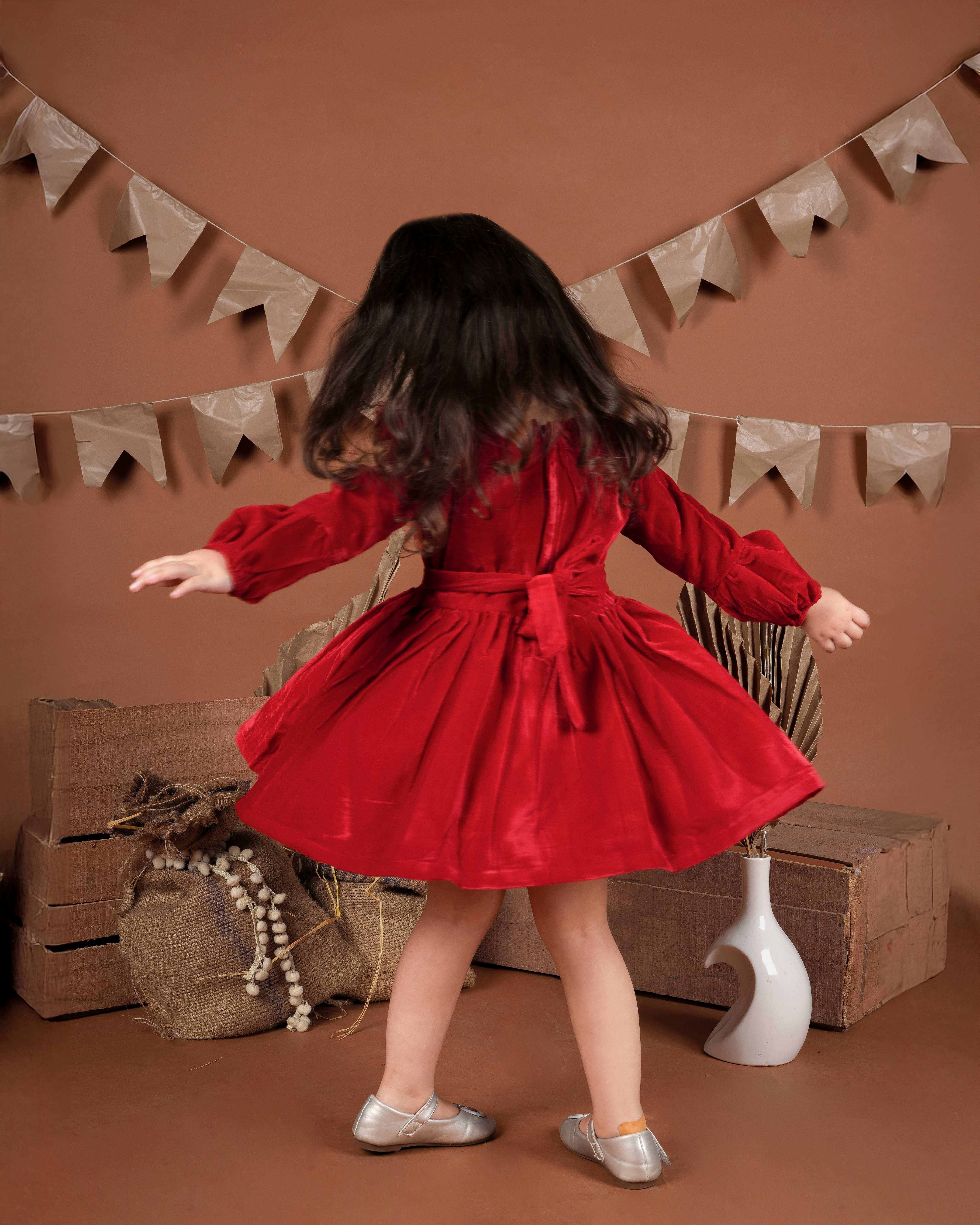 Fit and Flare Net Party Dress (Red)