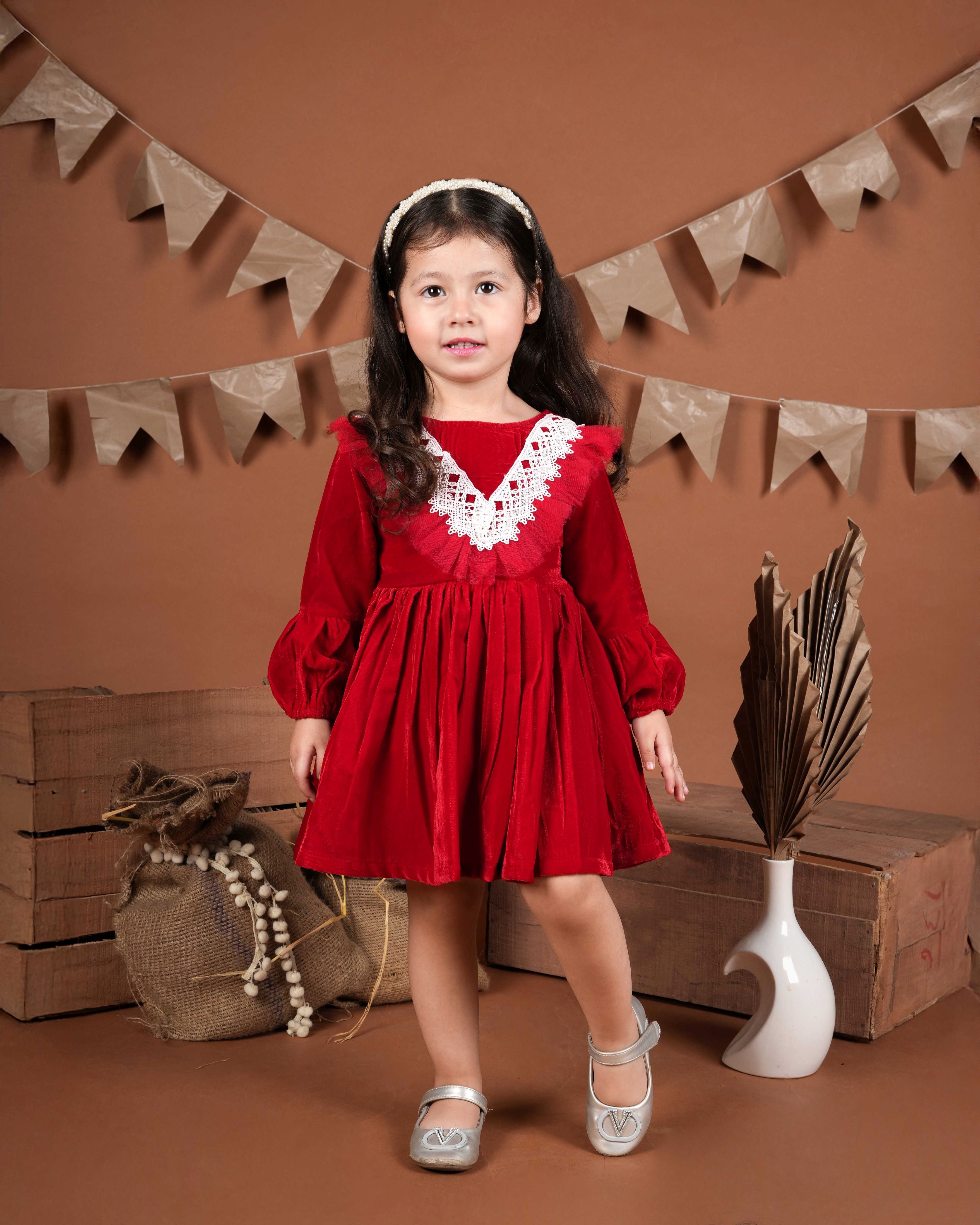 Fit and Flare Net Party Dress (Red)