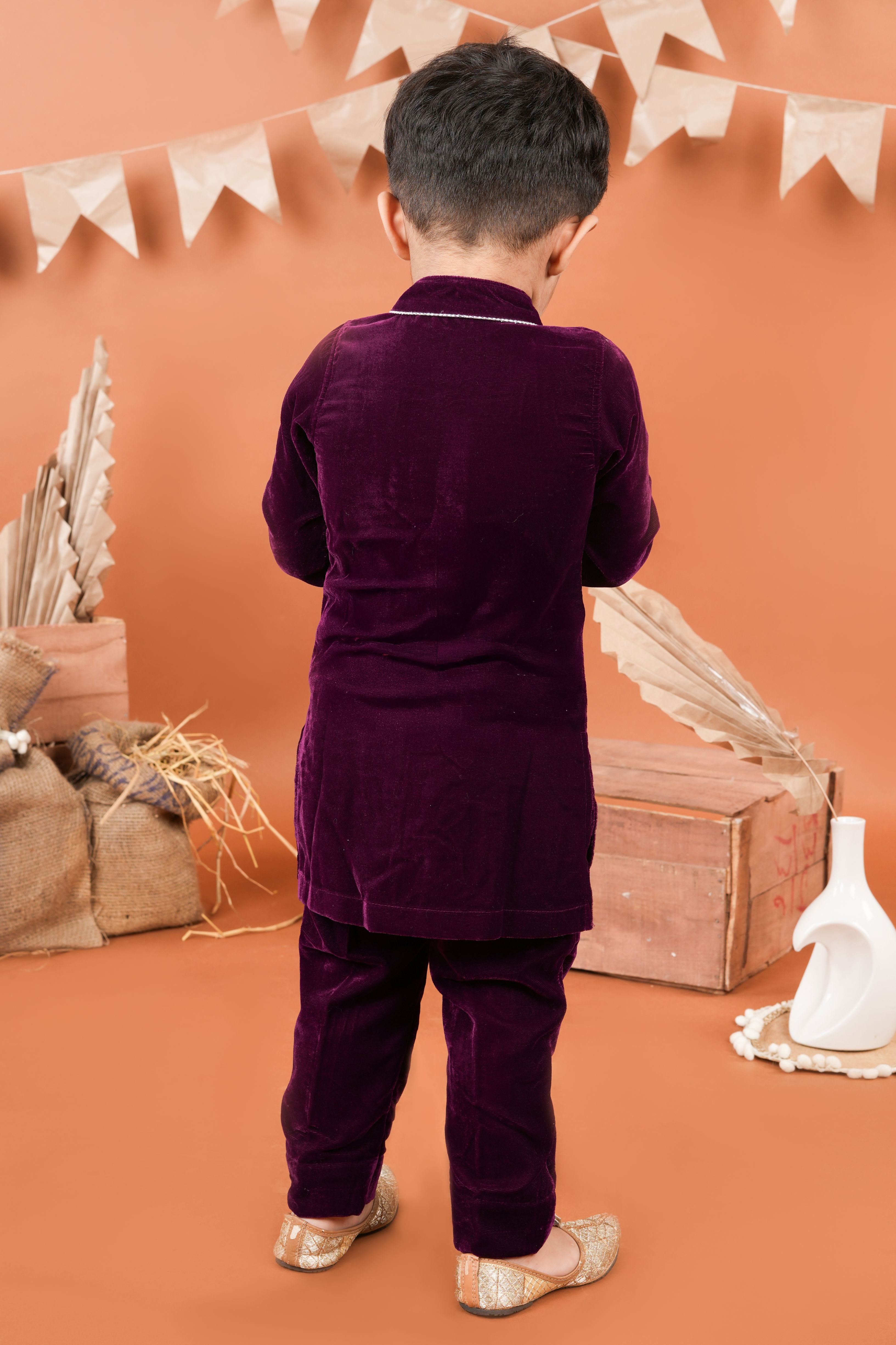 Velvet Embellished kurta with pant for boys-T-BK3