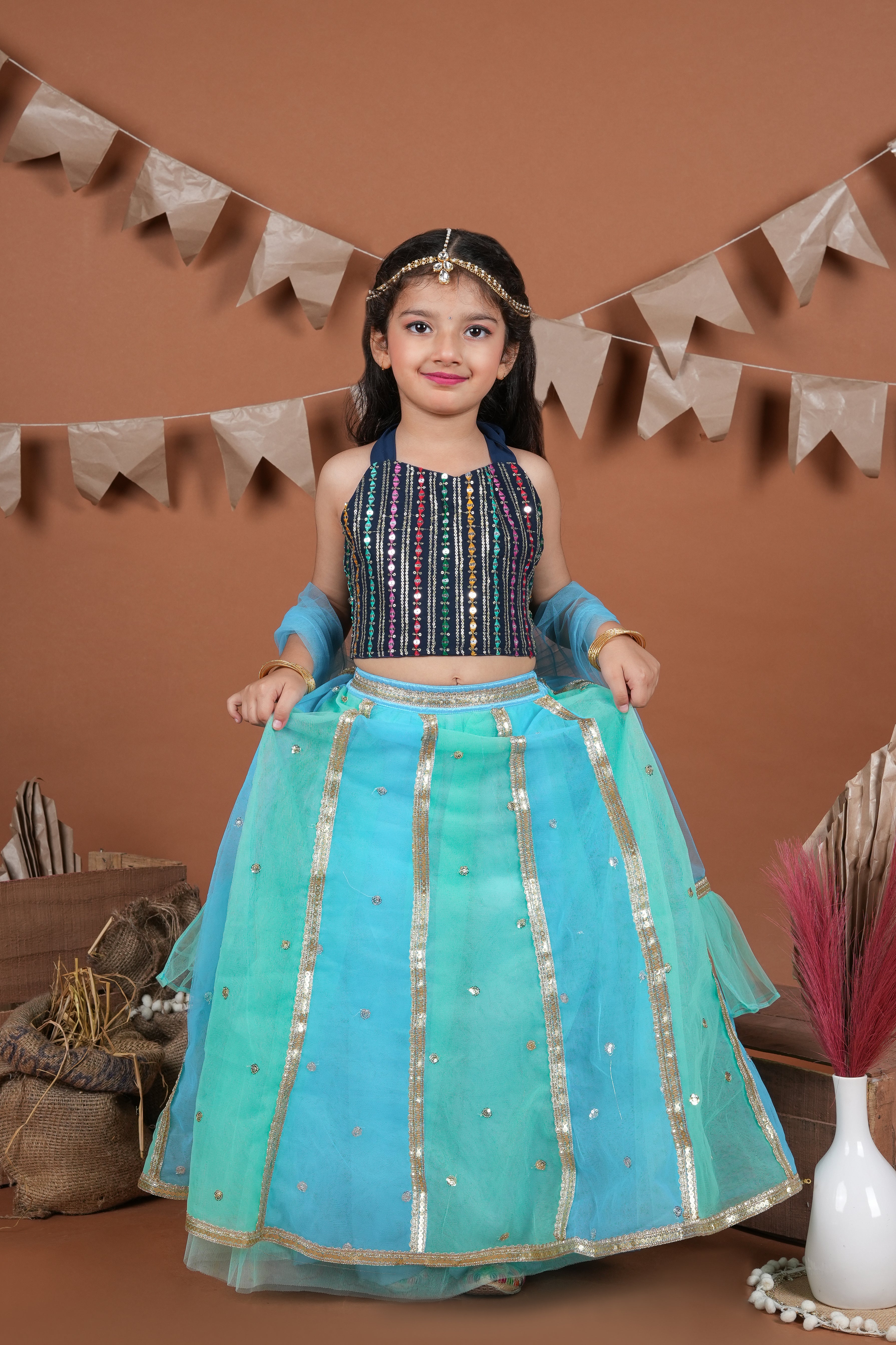 Beautiful Multicoloured net lehenga-NETMULTI