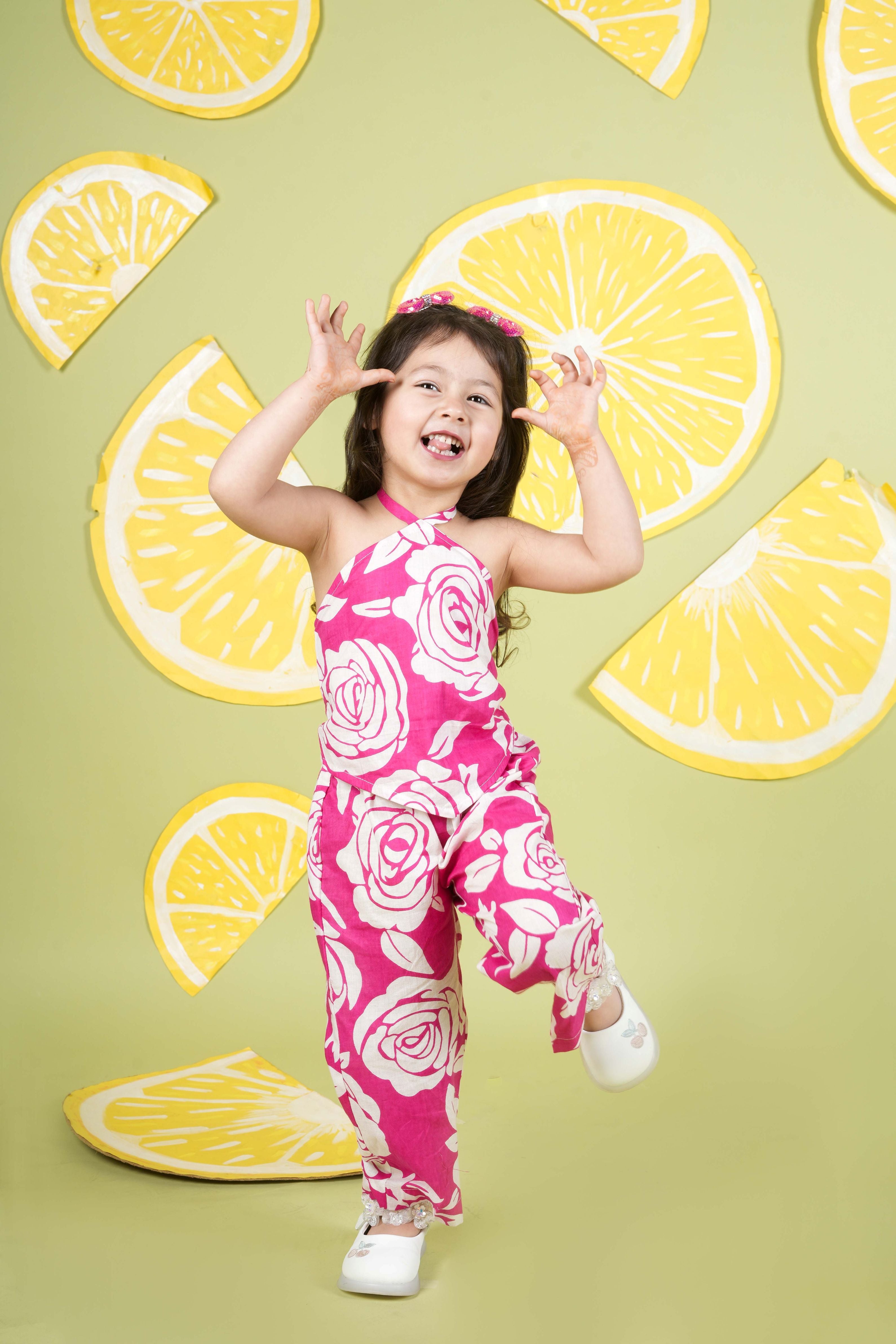 Printed cotton halter neck Co-ordset-T-CDROS