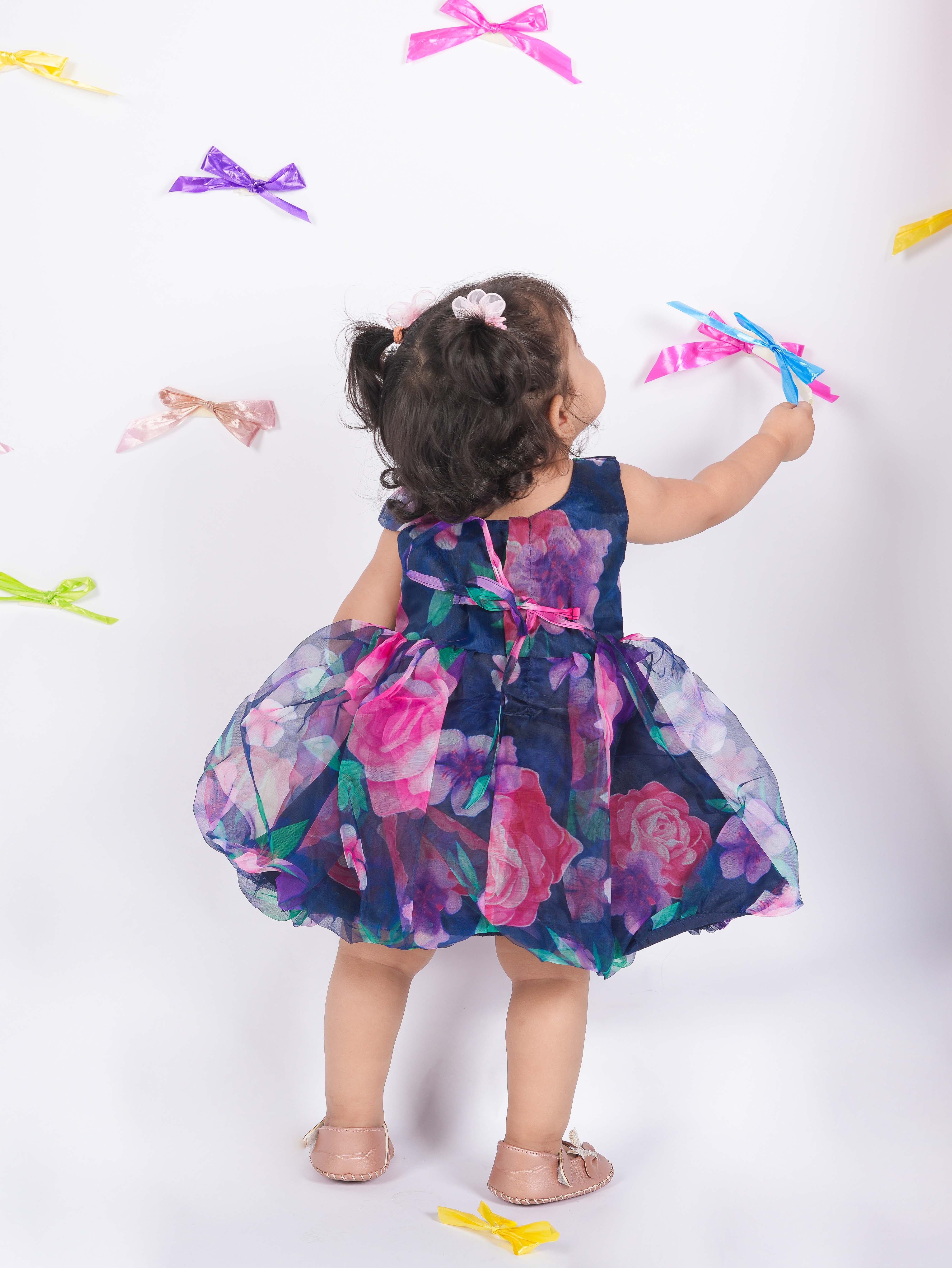 Floral print baloon shaped frock-T-navbluorg
