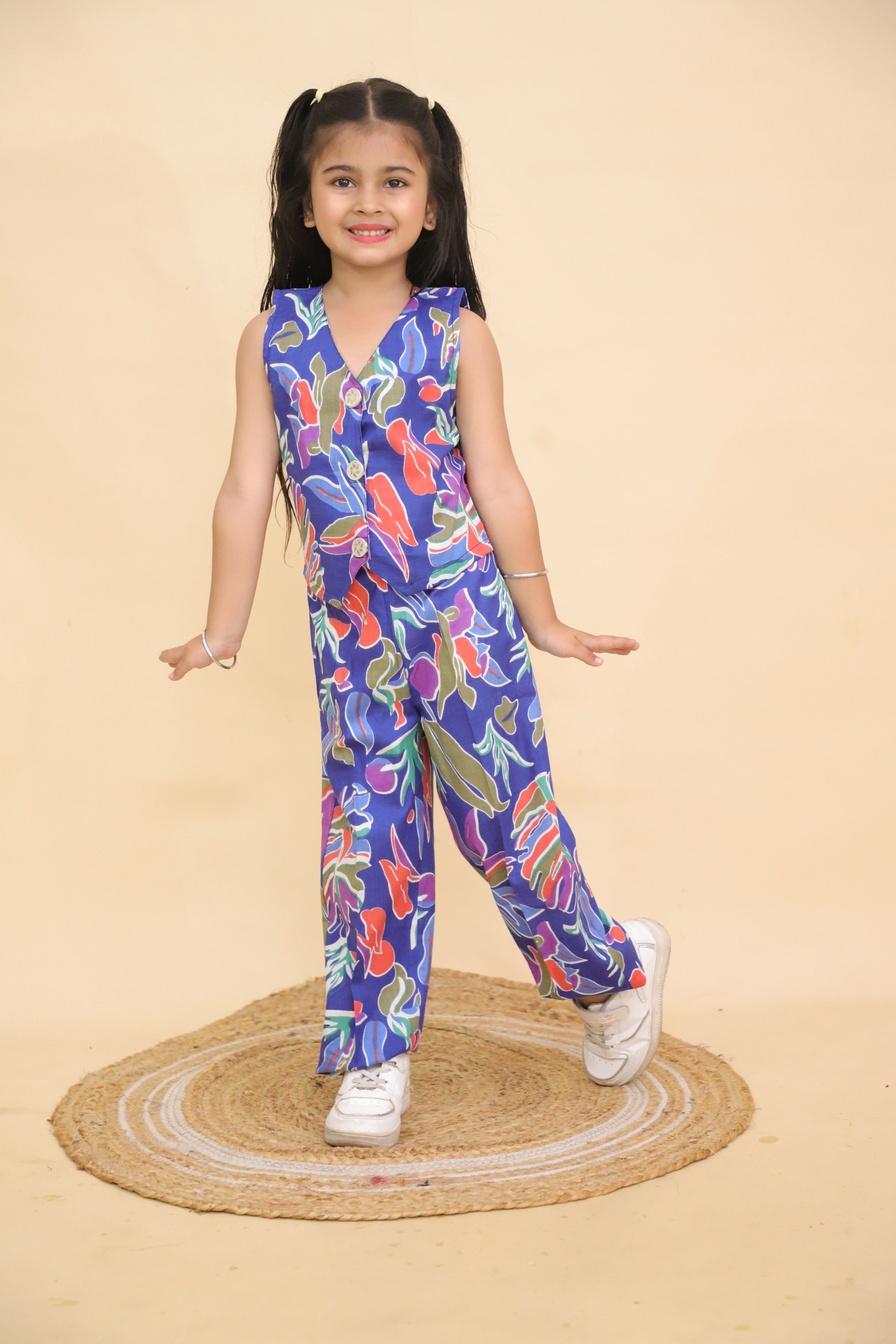 Multicolour co-ord set for girls- T-bluflowr